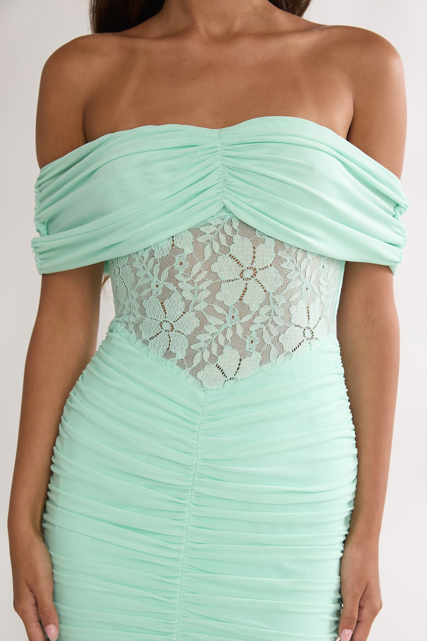 Silver Moon Off-Shoulder Maxi Dress Floral Mint - Image 4