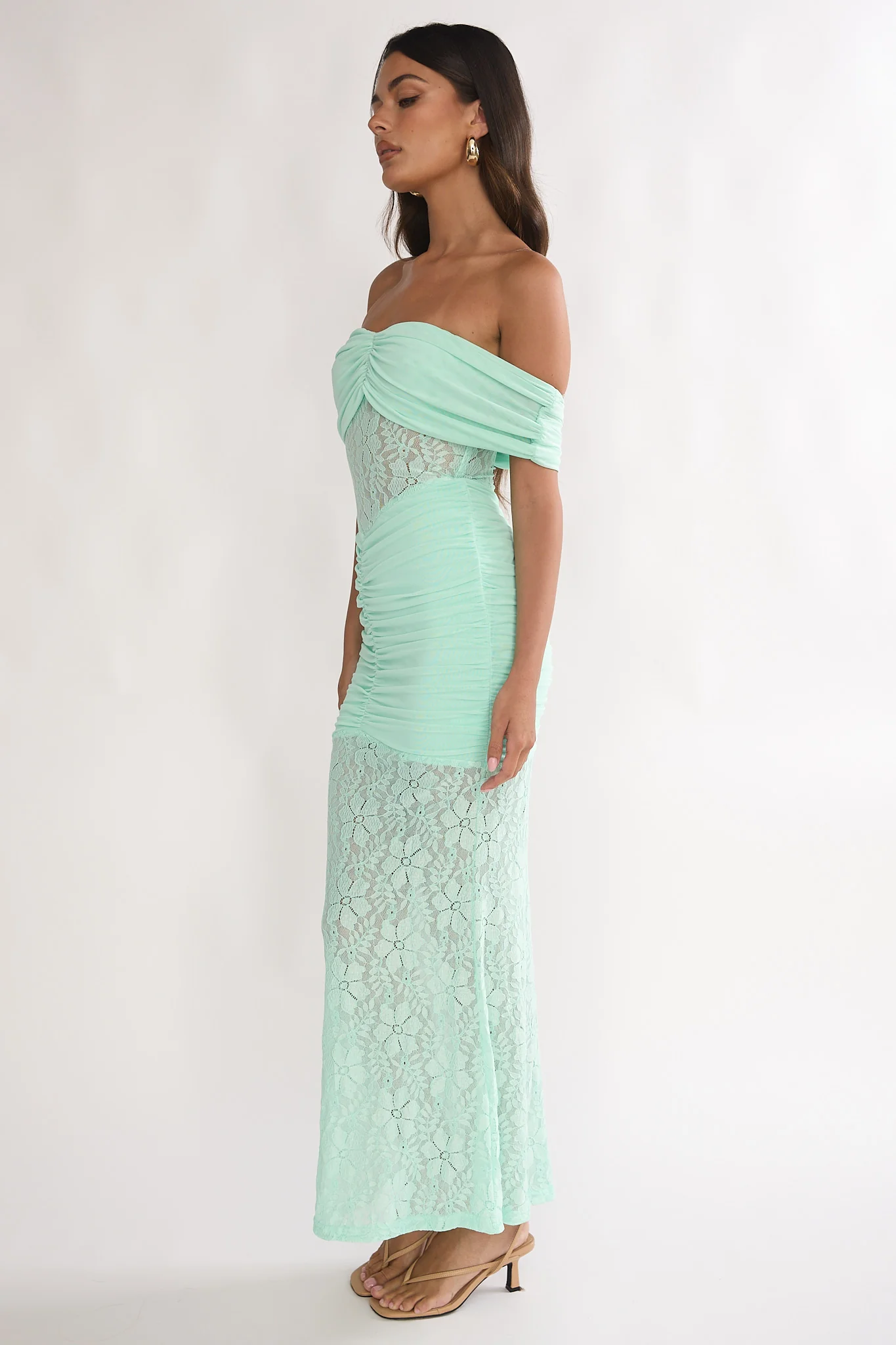 Silver Moon Off-Shoulder Maxi Dress Floral Mint - Image 6