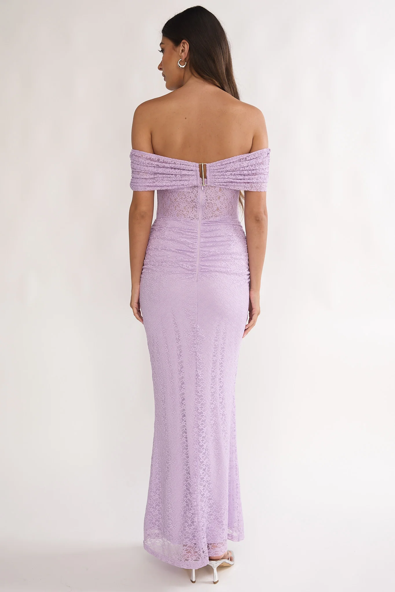 Silver Moon Off-Shoulder Maxi Dress Lilac - Image 3