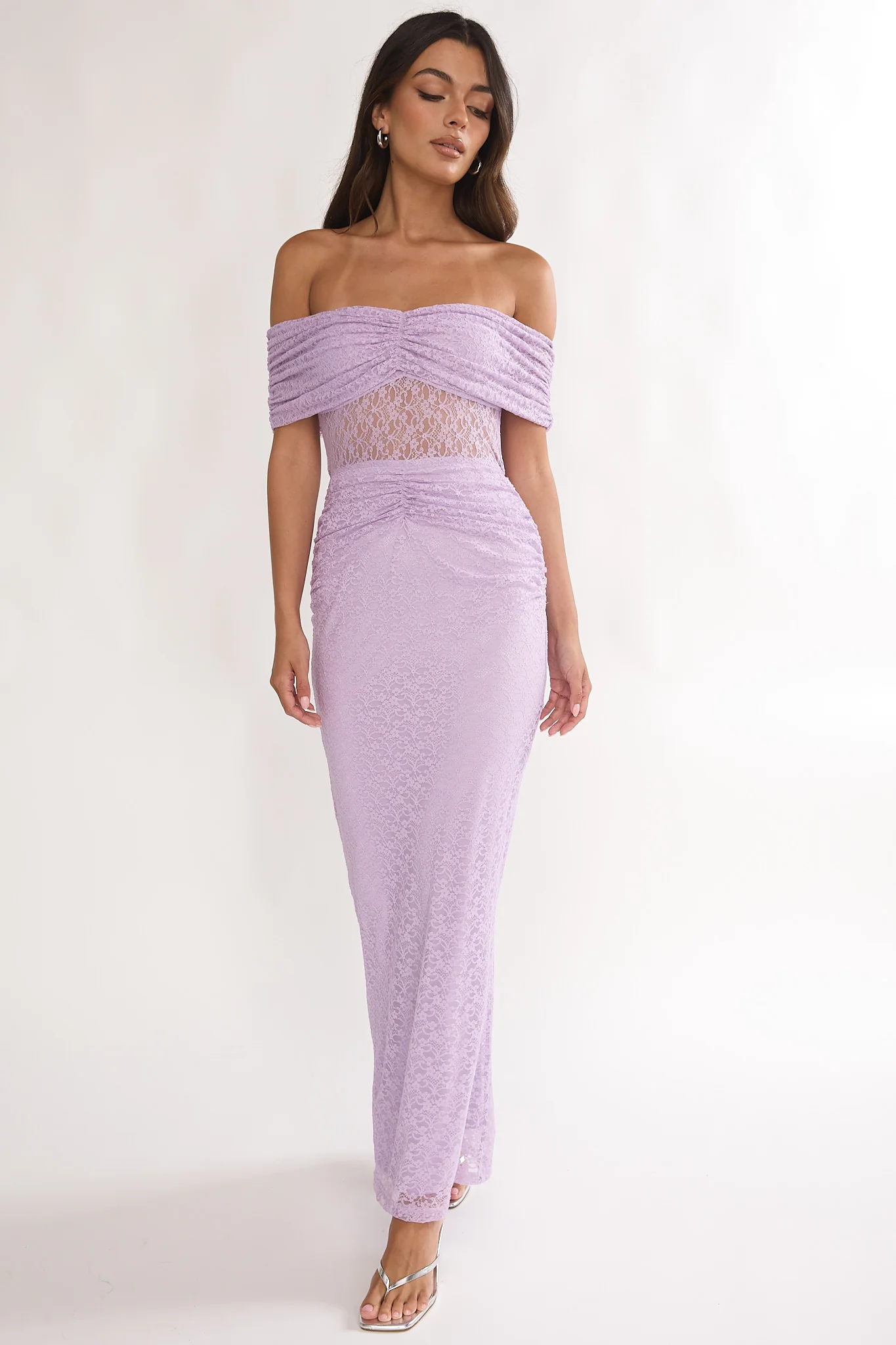 Silver Moon Off-Shoulder Maxi Dress Lilac - Image 5