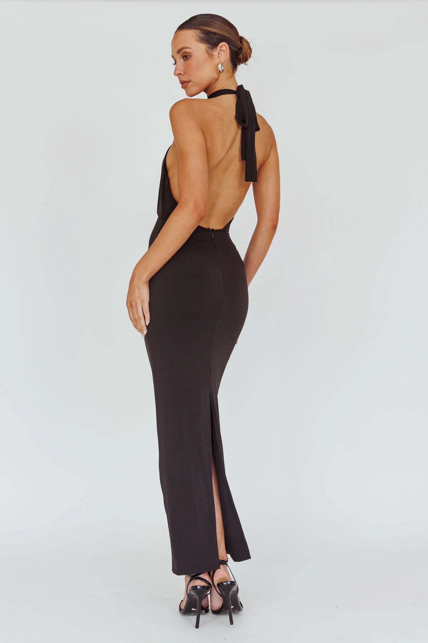 Simha Rose Halterneck Midi Dress Black - Image 2
