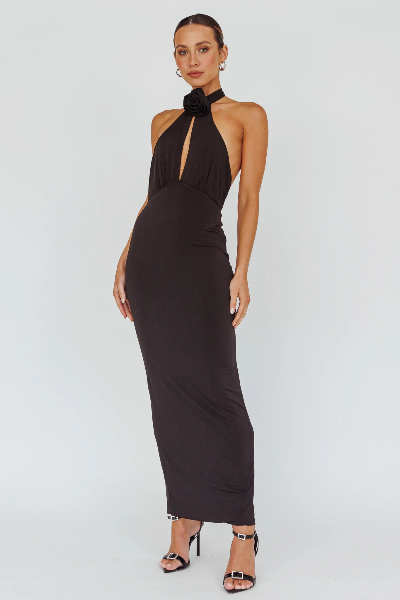 Simha Rose Halterneck Midi Dress Black - Image 5