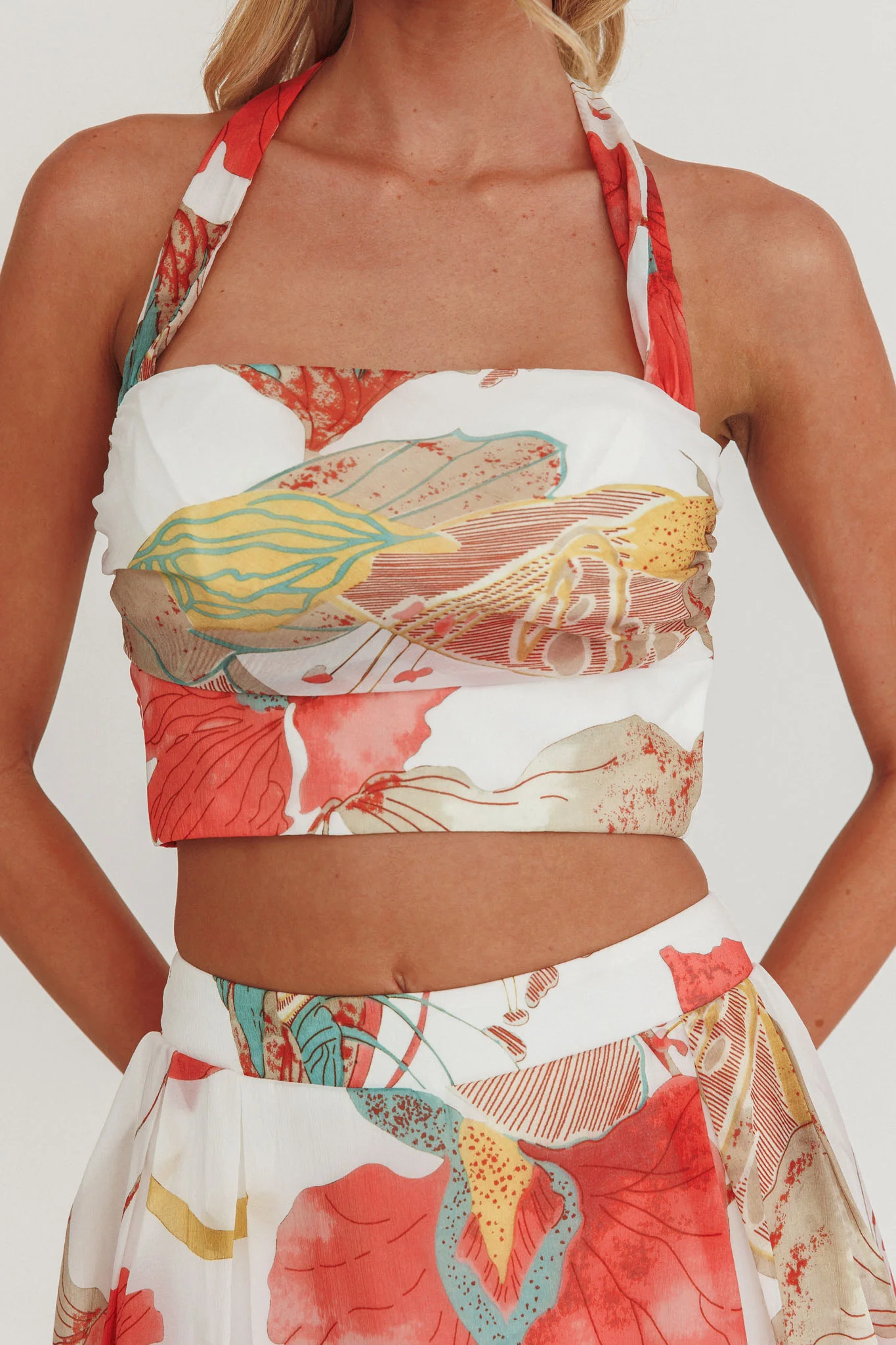 Simple Things Halter Crop Top Floral White - Image 3