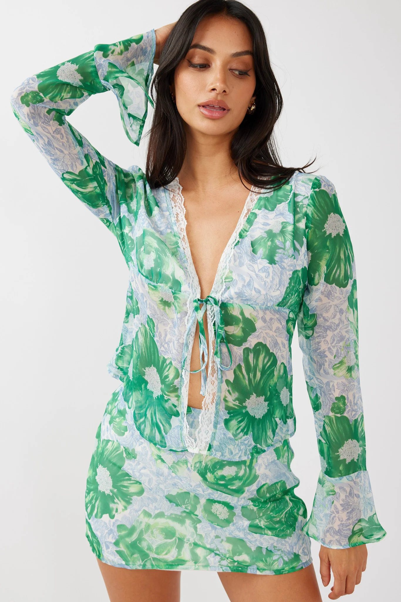 Sincerity Mini Skirt Floral Print Green - Image 5