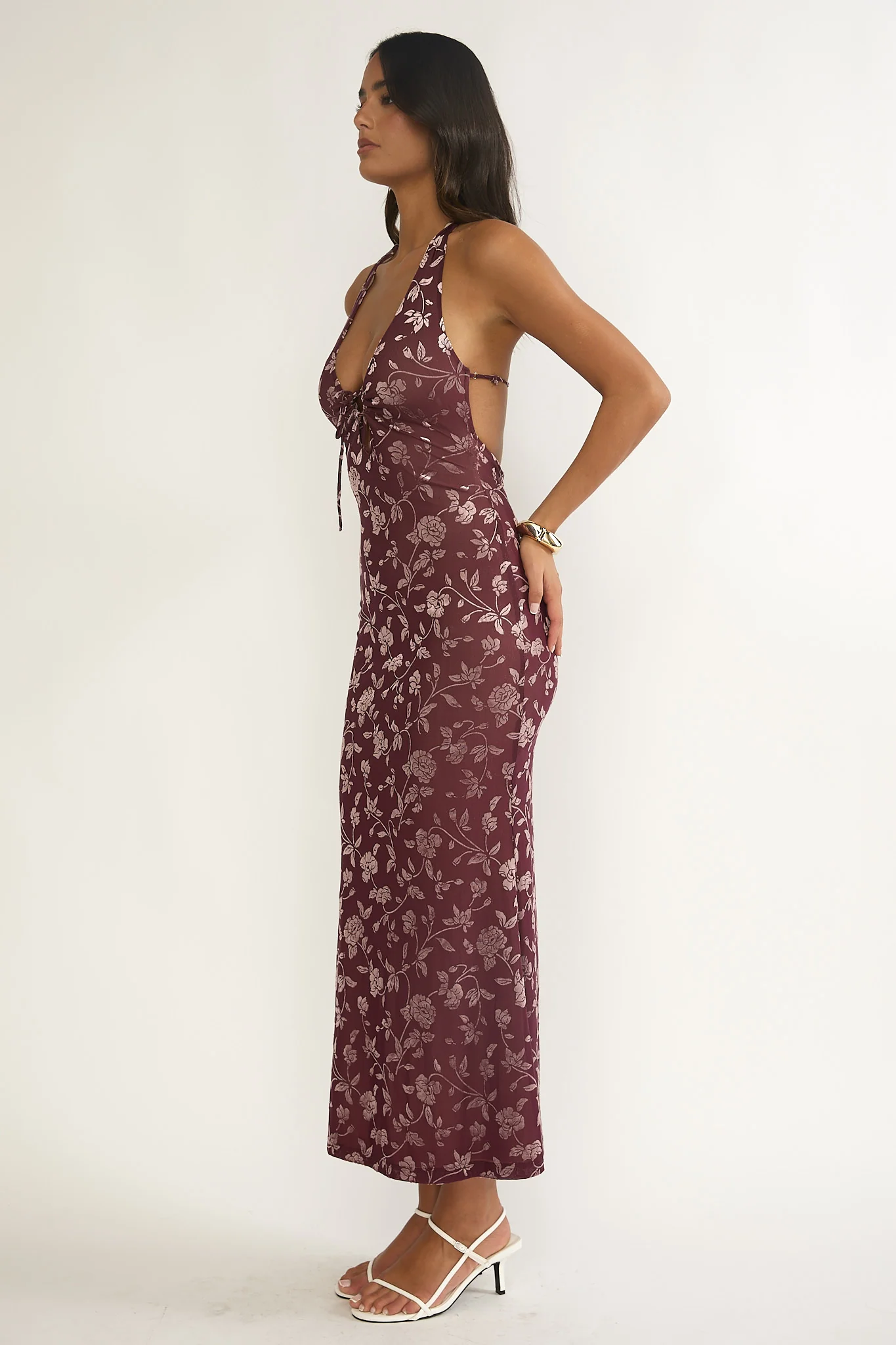 Sing To Me Keyhole Halter Maxi Dress Purple - Image 6