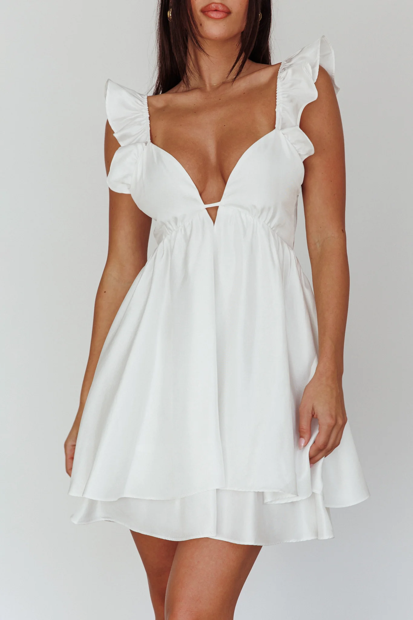 Siren Song Frill Strap Mini Dress White - Image 5