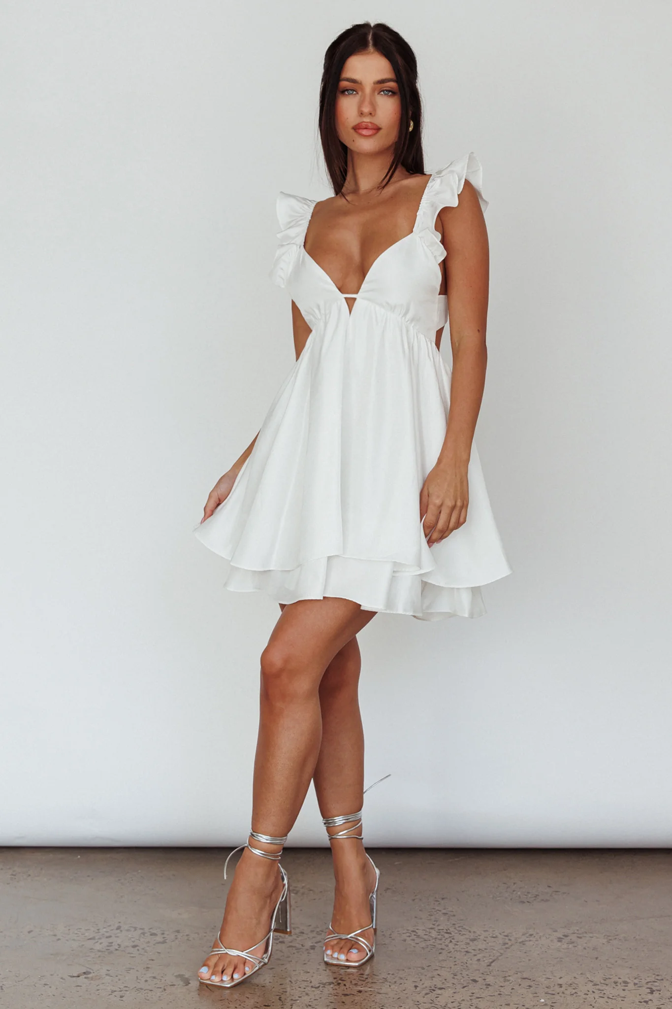 Siren Song Frill Strap Mini Dress White - Image 6