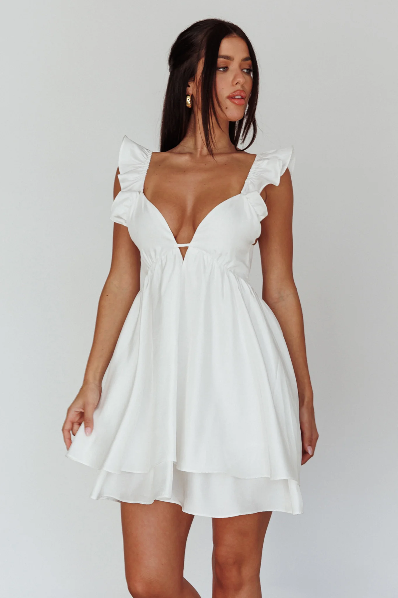 Siren Song Frill Strap Mini Dress White - Image 8