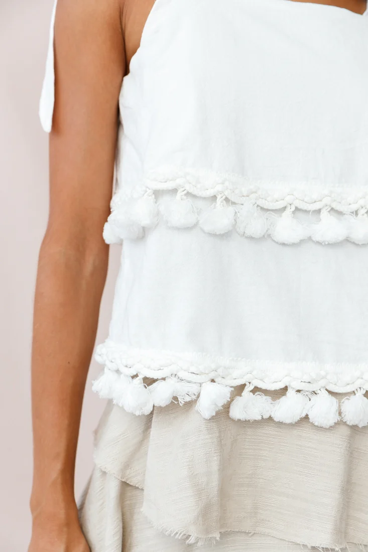 Sirocco Layered Tassel Top White - Image 5