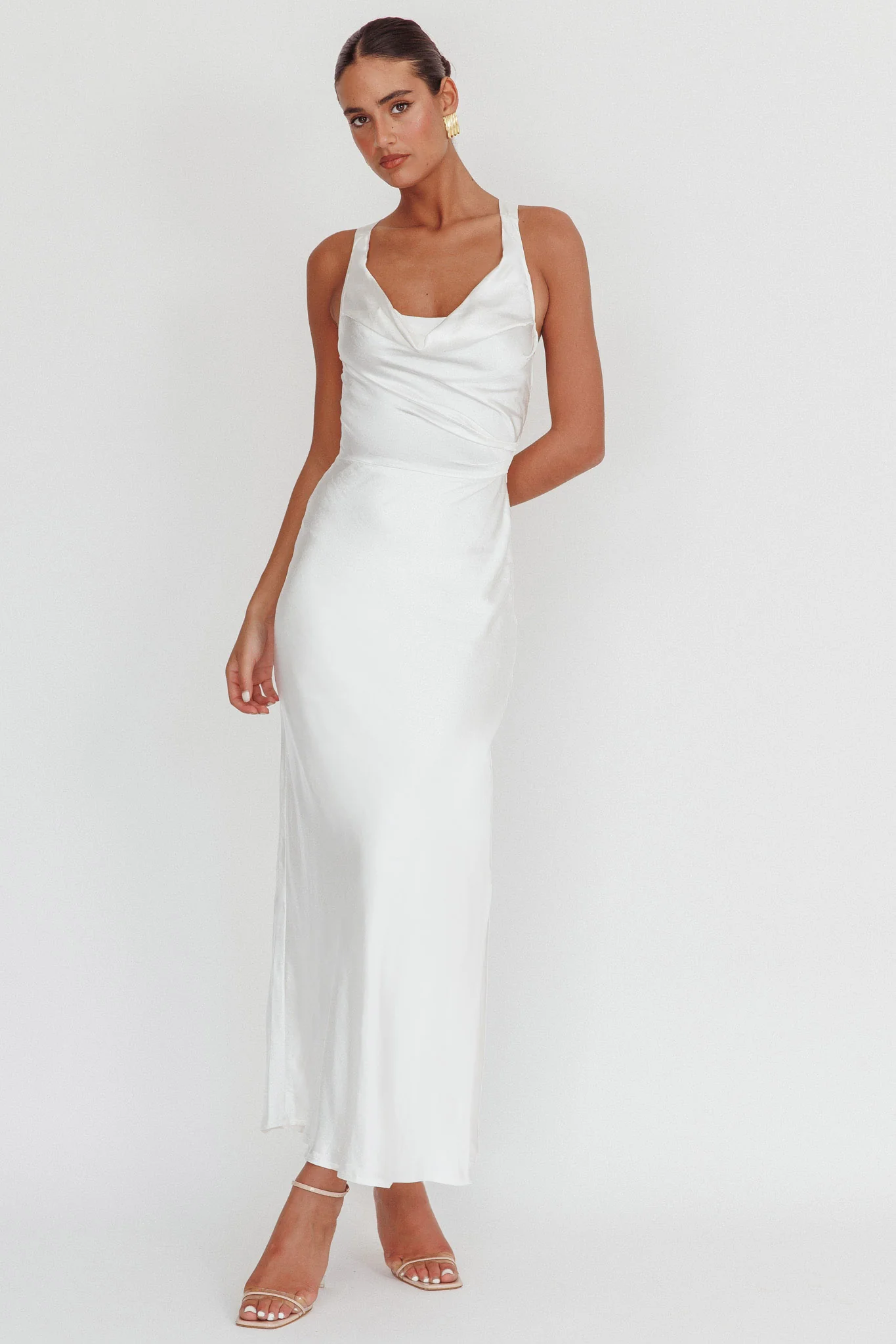 Sitara Tied Back Maxi Dress White - Image 3