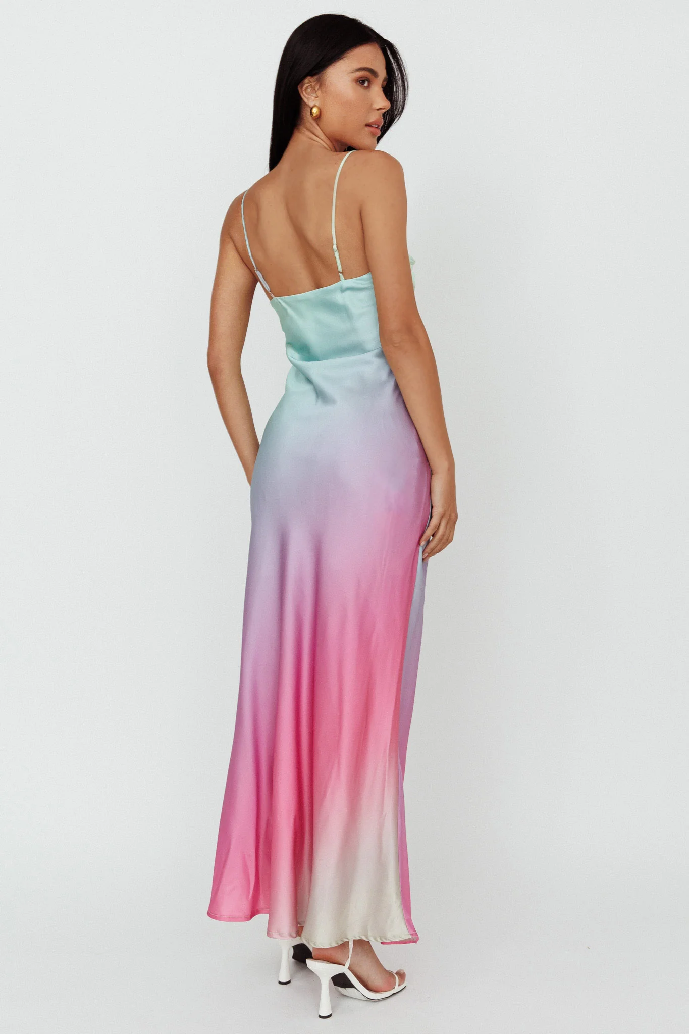 Siva Gathered Bust Midi Dress Ombre Multi - Image 2