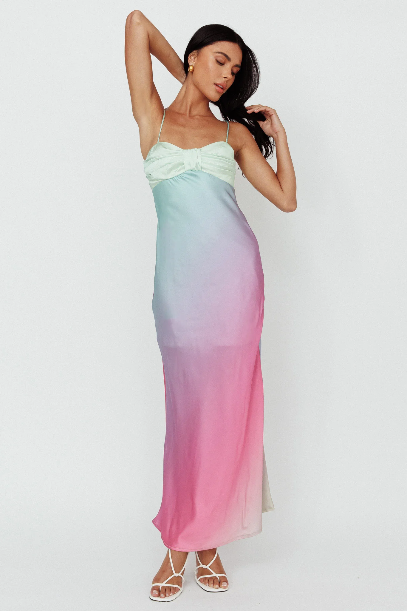 Siva Gathered Bust Midi Dress Ombre Multi - Image 3