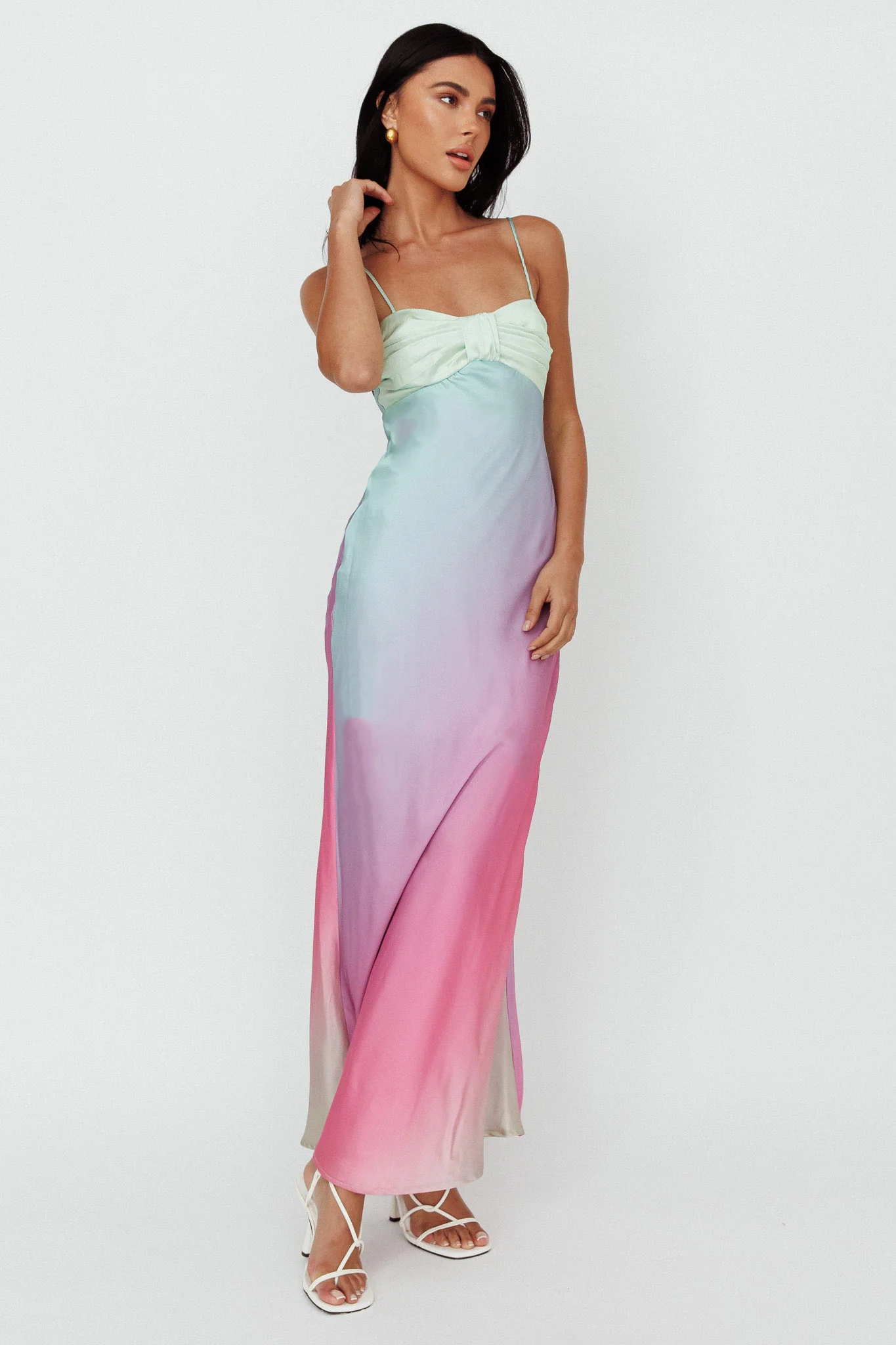 Siva Gathered Bust Midi Dress Ombre Multi - Image 5