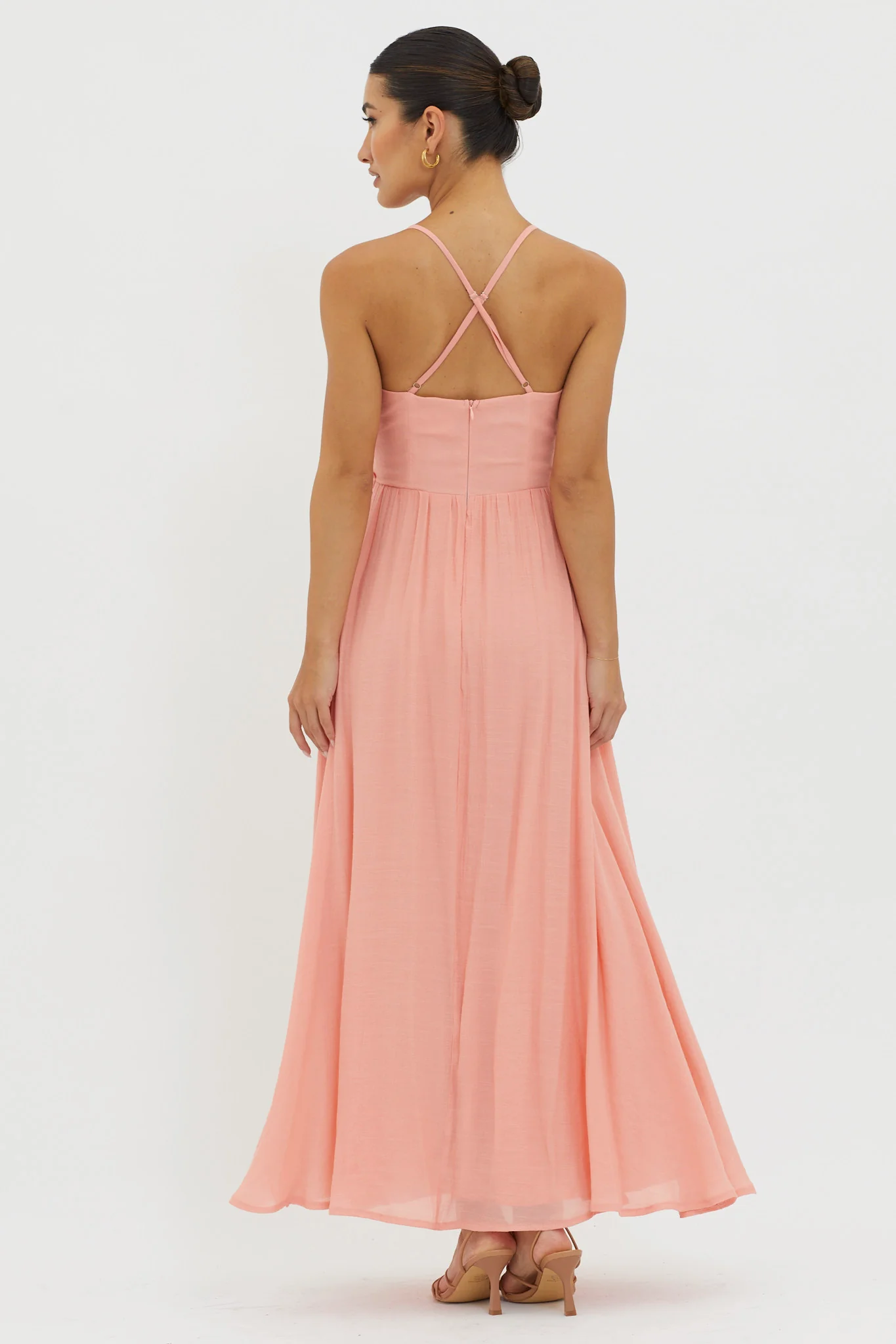 Slow It Down Lace Trim Maxi Dress Peach - Image 2
