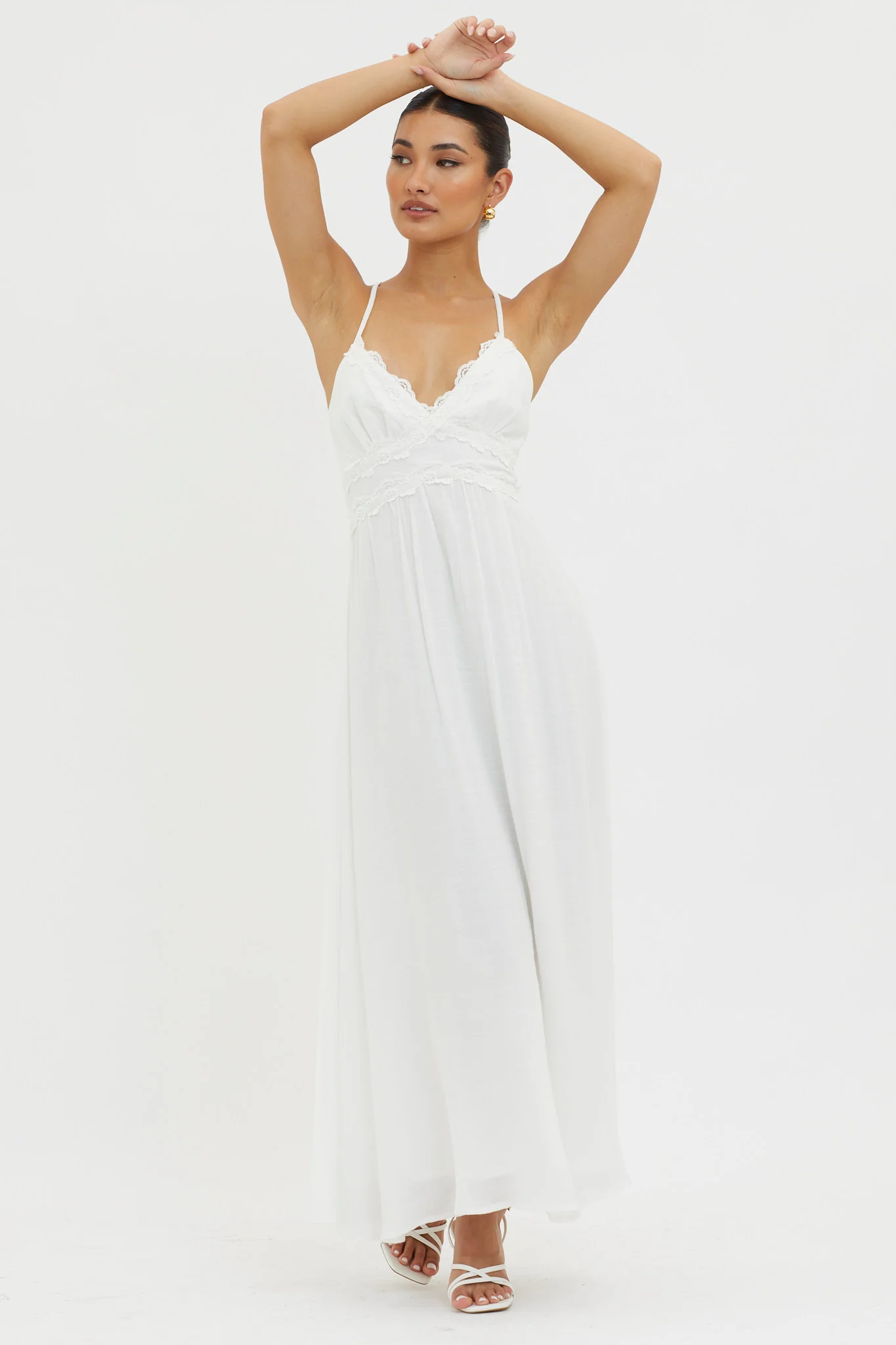 Slow It Down Lace Trim Maxi Dress White - Image 5