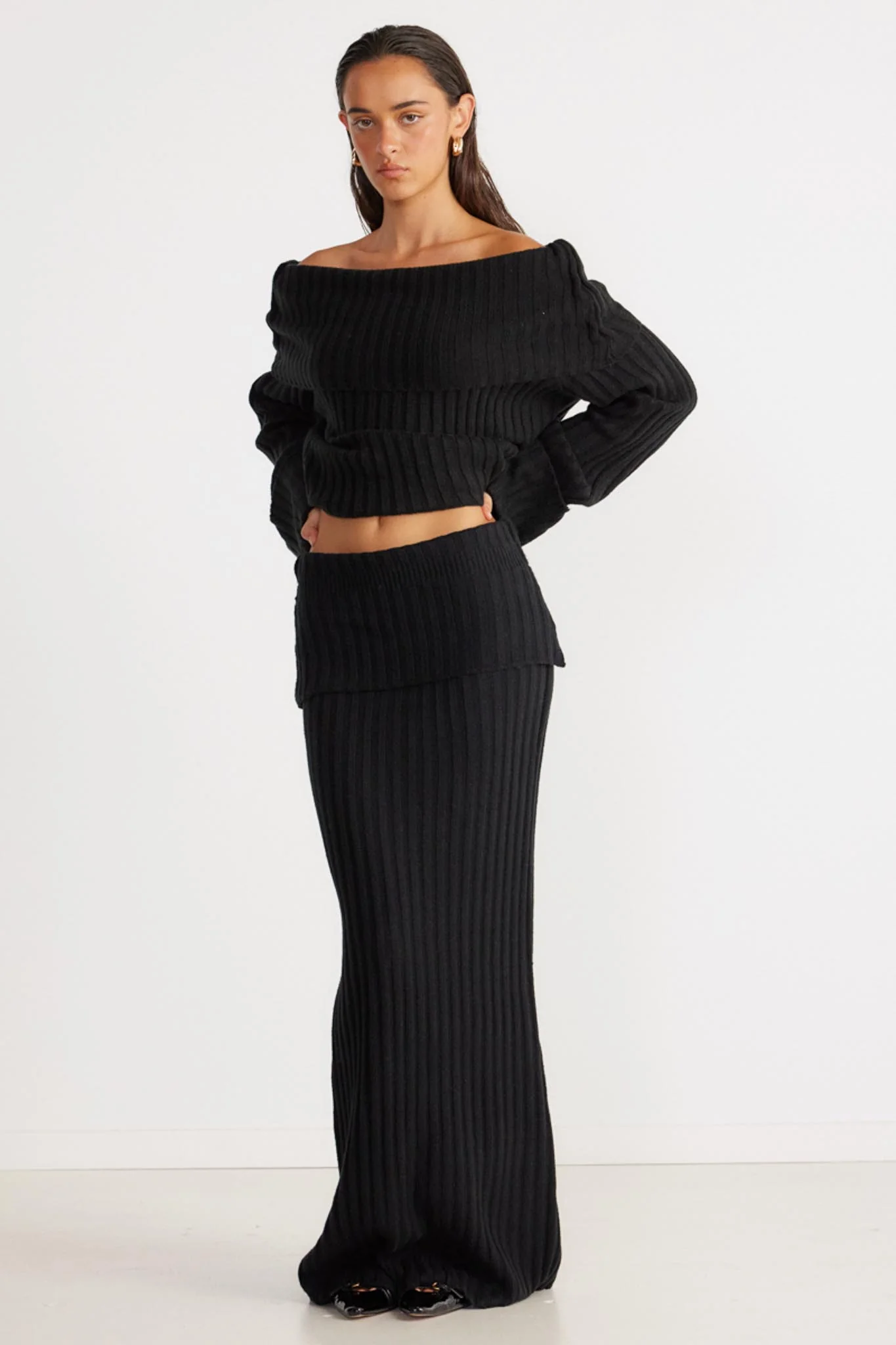 SNDYS Brooks Off Shoulder Jumper Black - Image 2