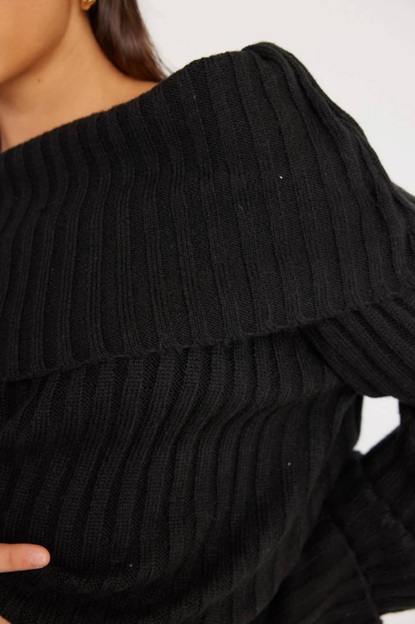 SNDYS Brooks Off Shoulder Jumper Black - Image 4