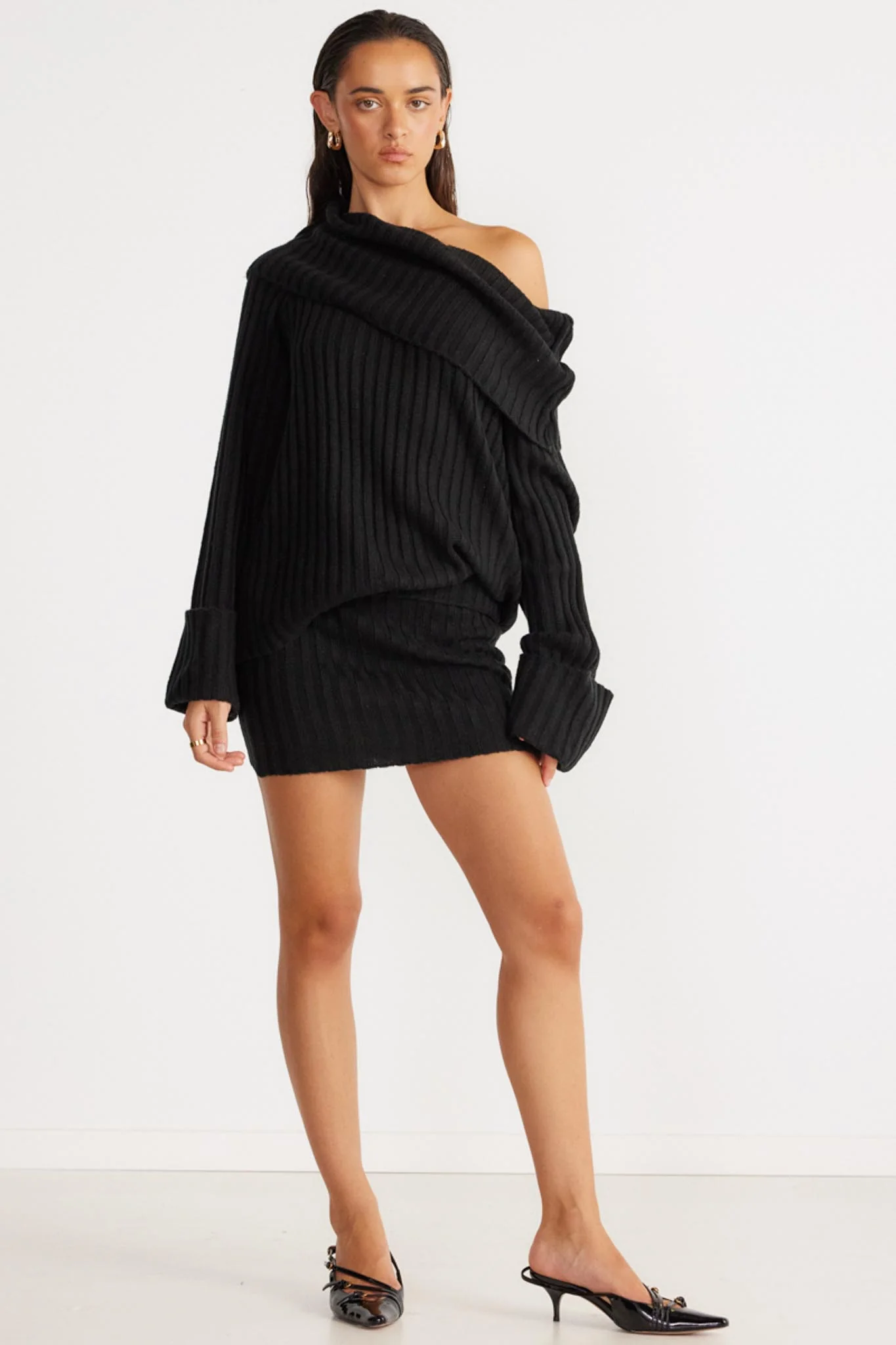SNDYS Brooks Off Shoulder Jumper Black - Image 5