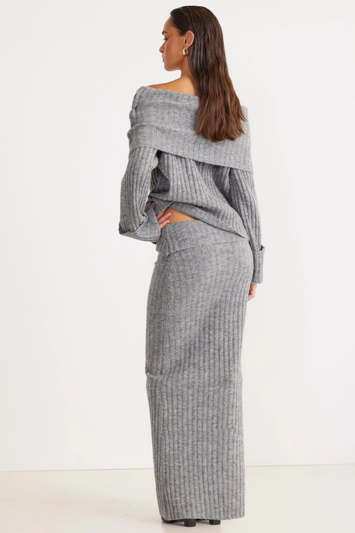 SNDYS Brooks Off Shoulder Jumper Grey - Image 2