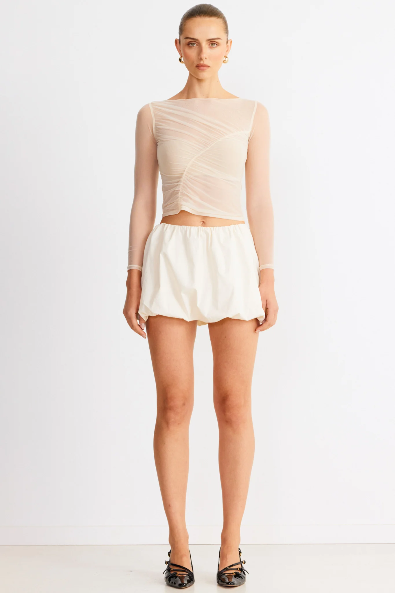 SNDYS Freja Bubble Skirt Chalk - Image 6