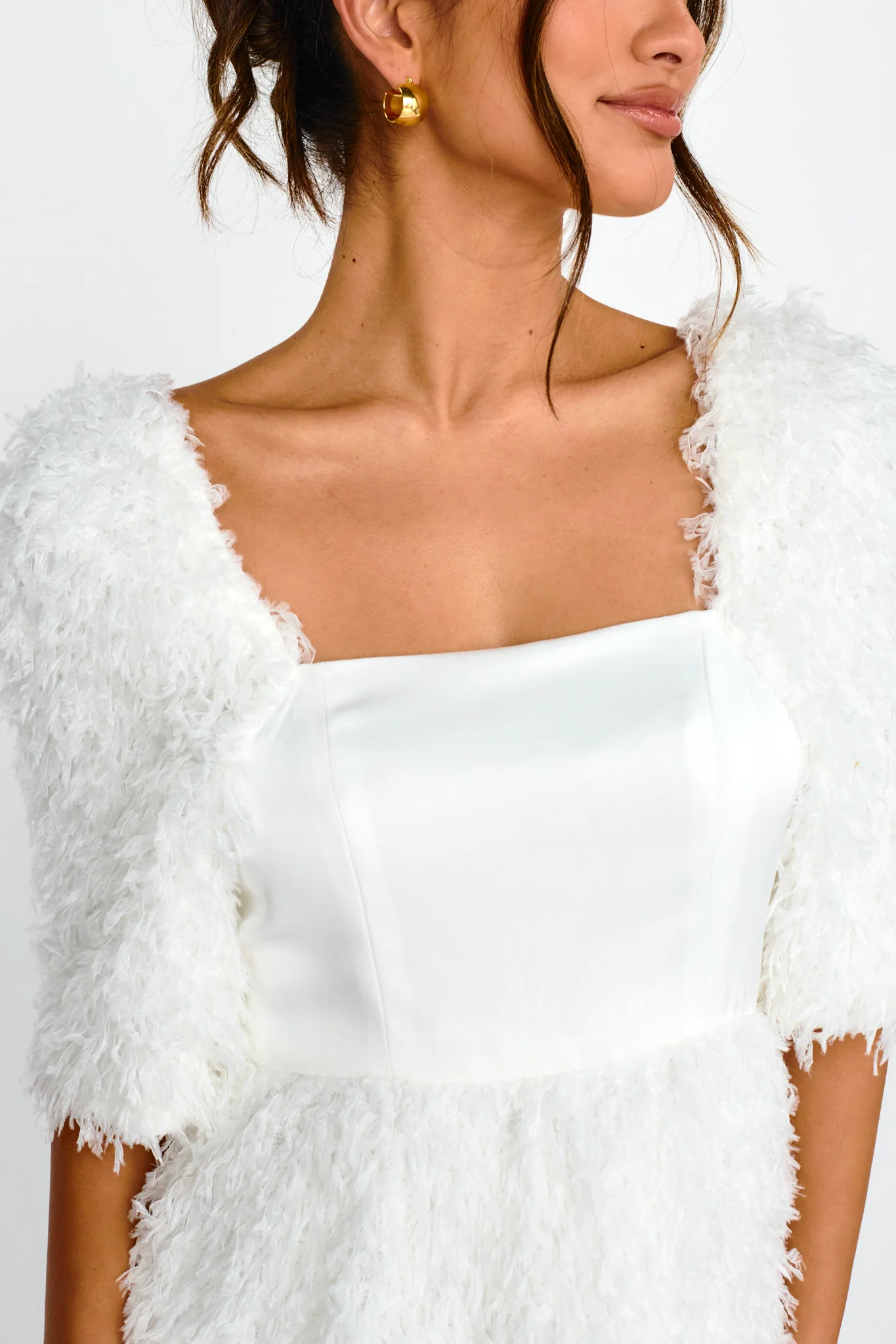 Snowflake Fuzzy Mini Dress Off White - Image 3