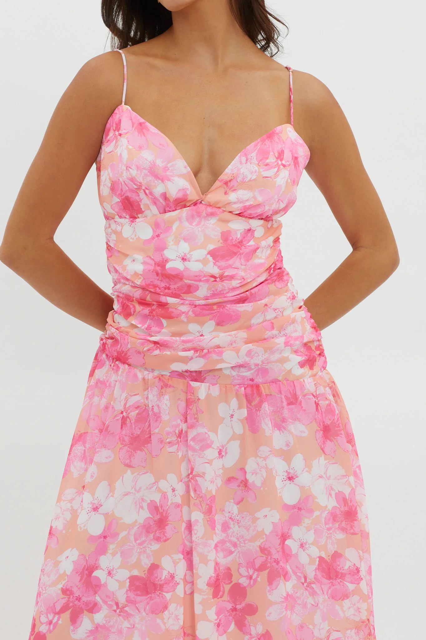 So Blessed Ruched Waist Maxi Dress Pink - Image 3