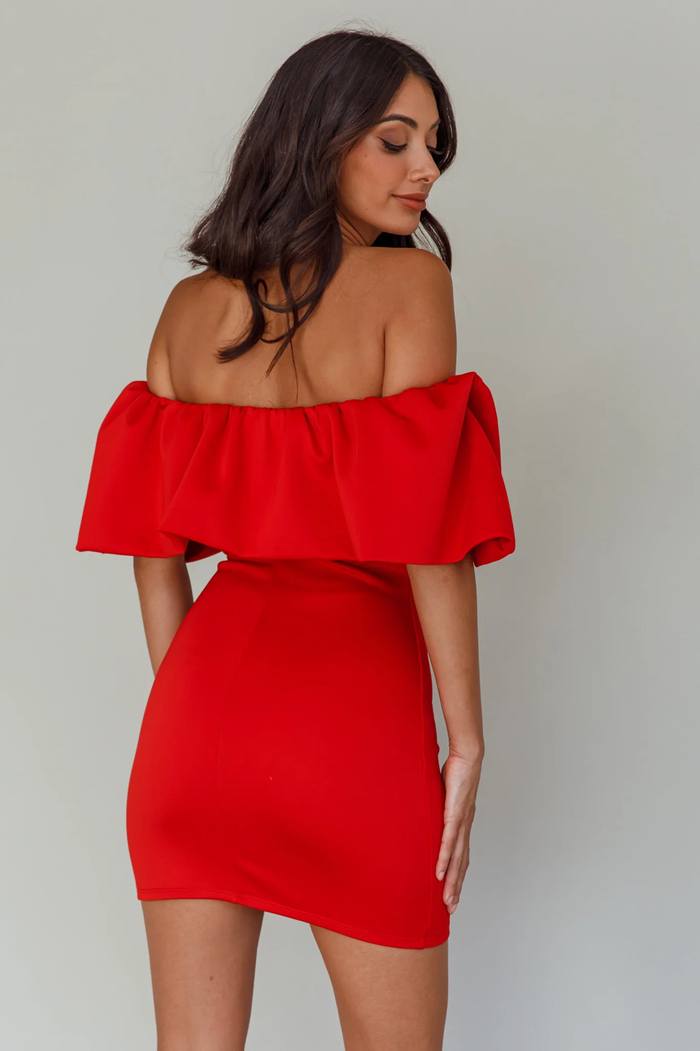 So Dramatic Off-Shoulder Mini Dress Tangerine - Image 2