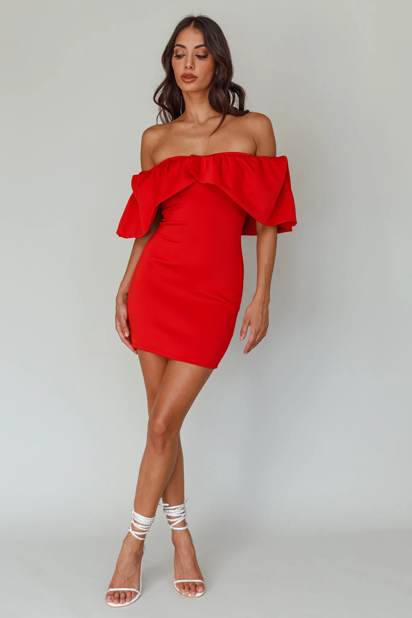 So Dramatic Off-Shoulder Mini Dress Tangerine - Image 3