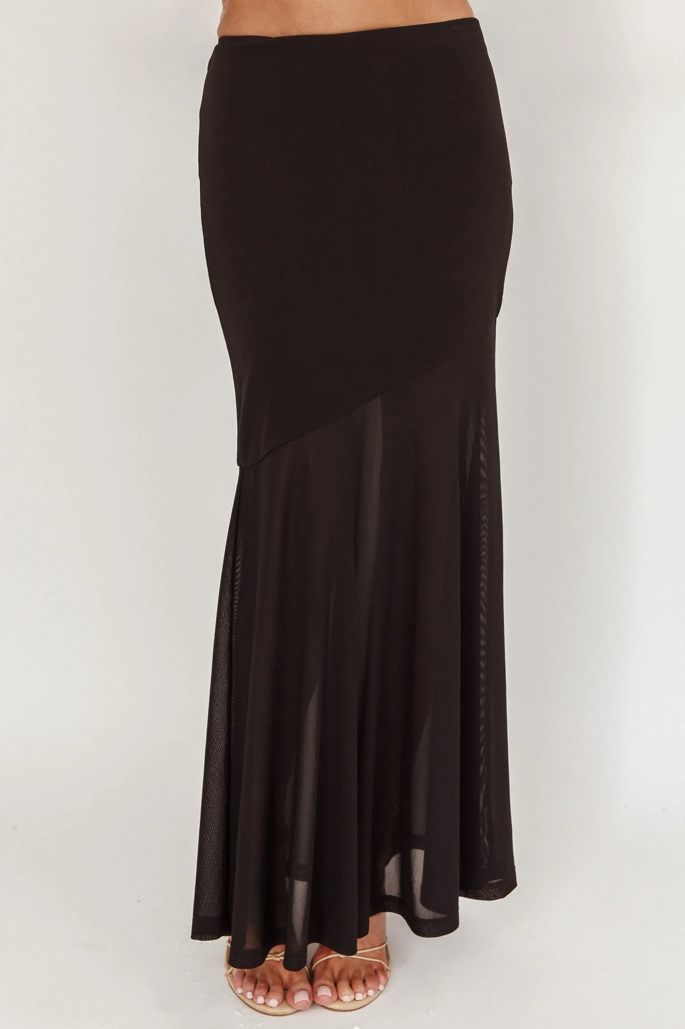 Somewhere New Half Sheer Maxi Skirt Black - Image 3