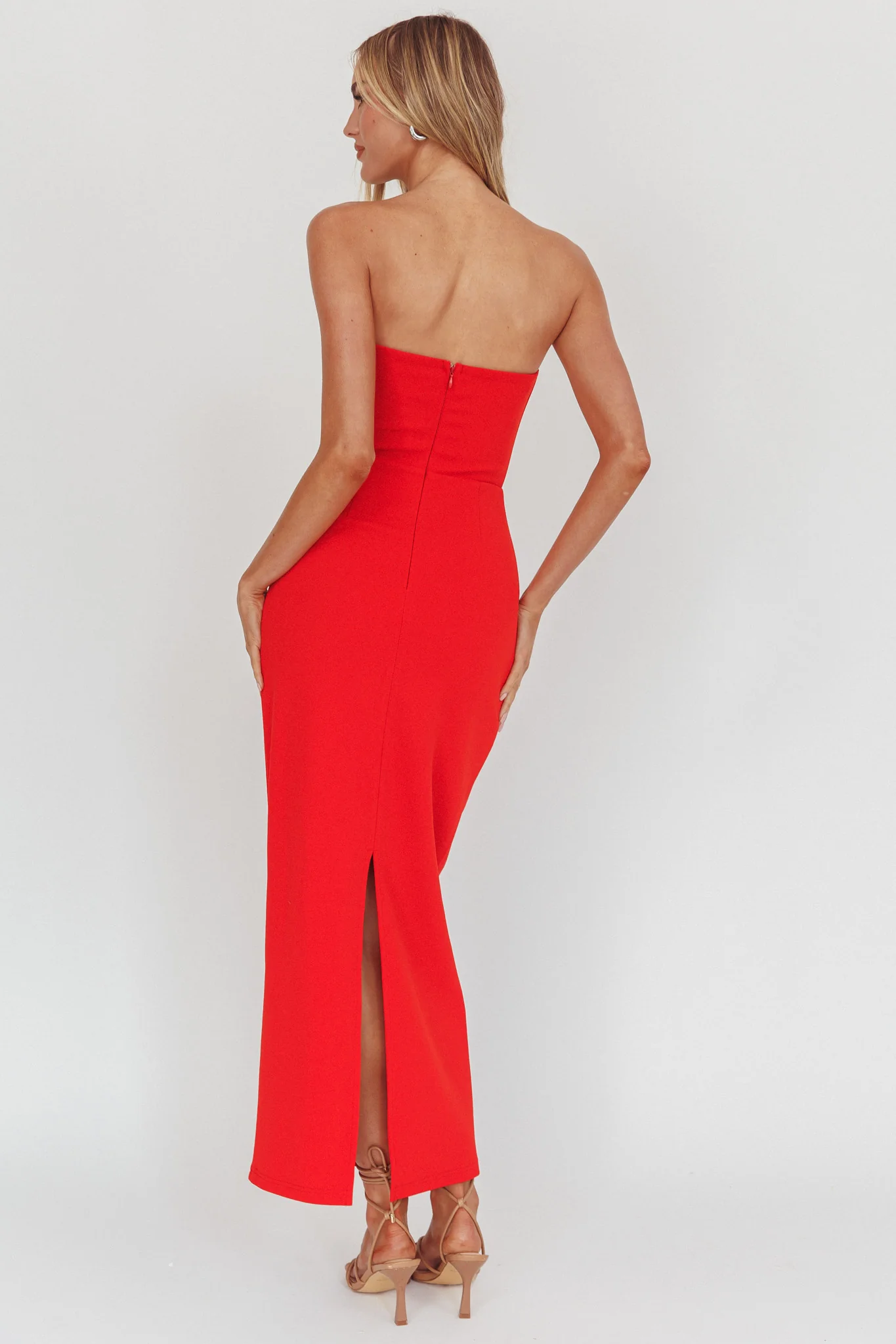 Sonrisa Strapless Cut-Out Maxi Dress Red - Image 2