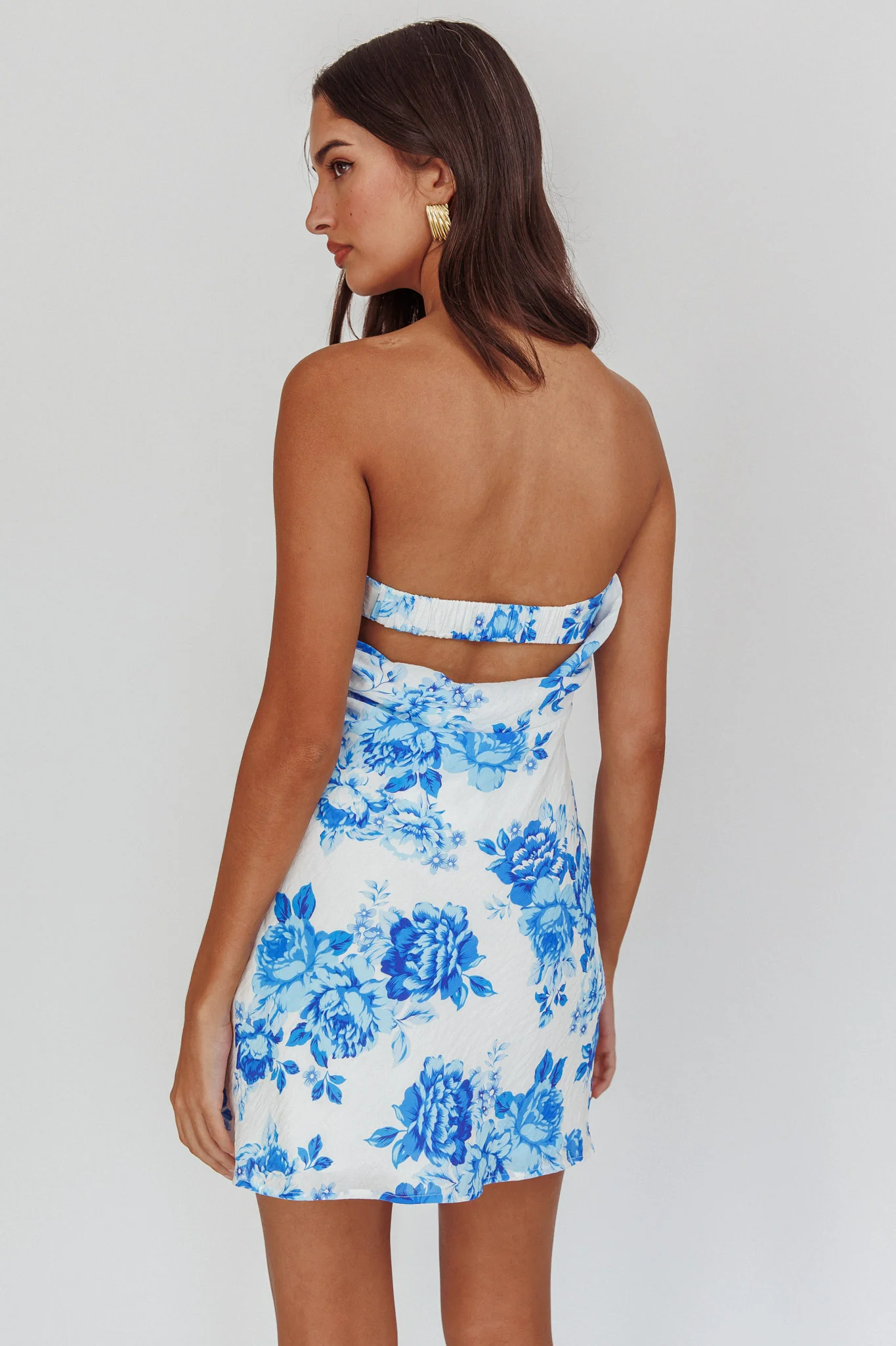 Sorbet Strapless Mini Dress Blue - Image 3
