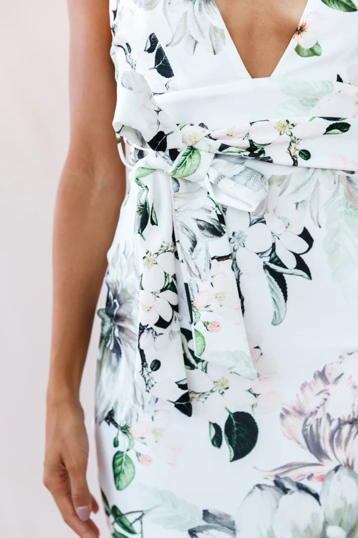 Sorry Not Sorry Wide Strap Flounce Floral Dress White - Image 4