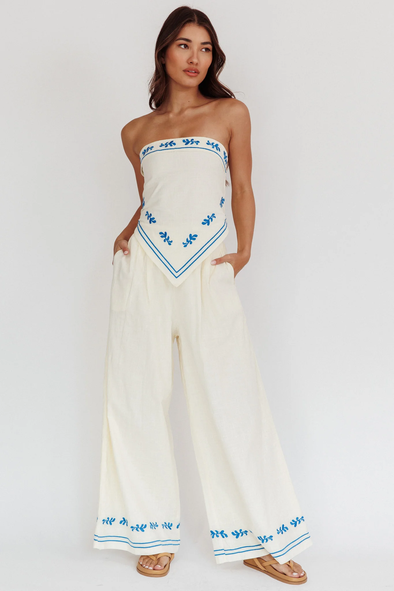 Sought After Tied Back Strapless Top Oat - Image 3
