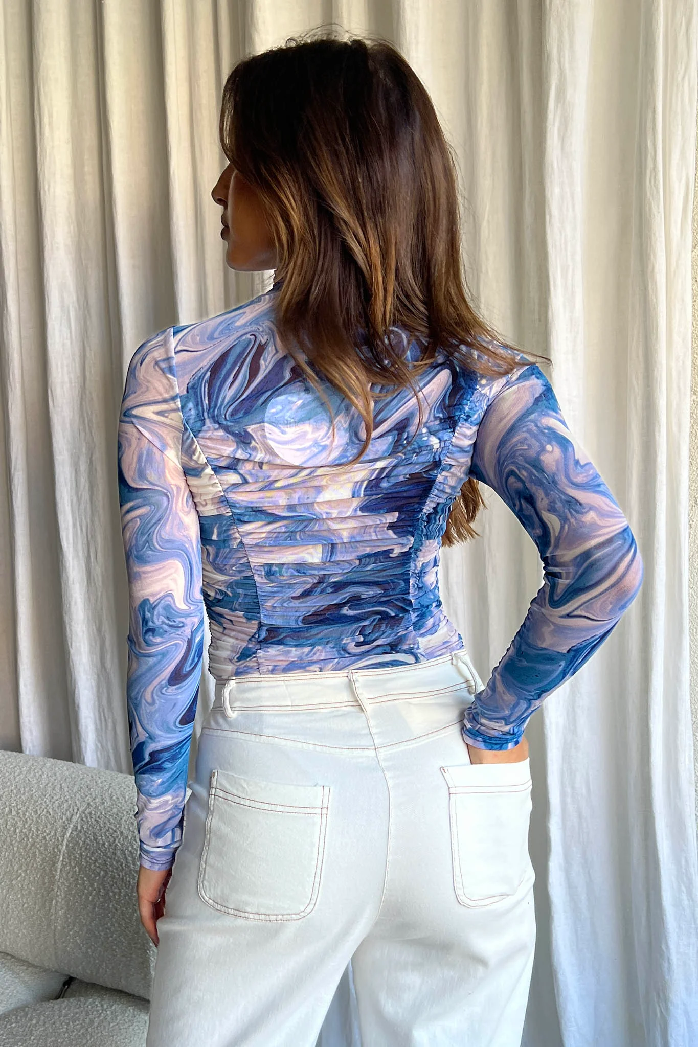 Soul Turtleneck Bodysuit Swirl Blue - Image 4