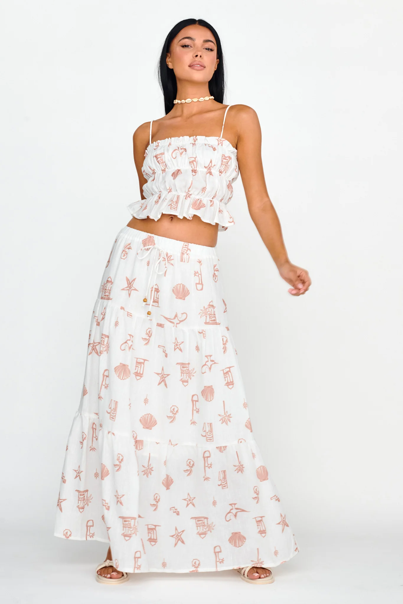 South Bay Maxi Skirt Print Mocha - Image 2