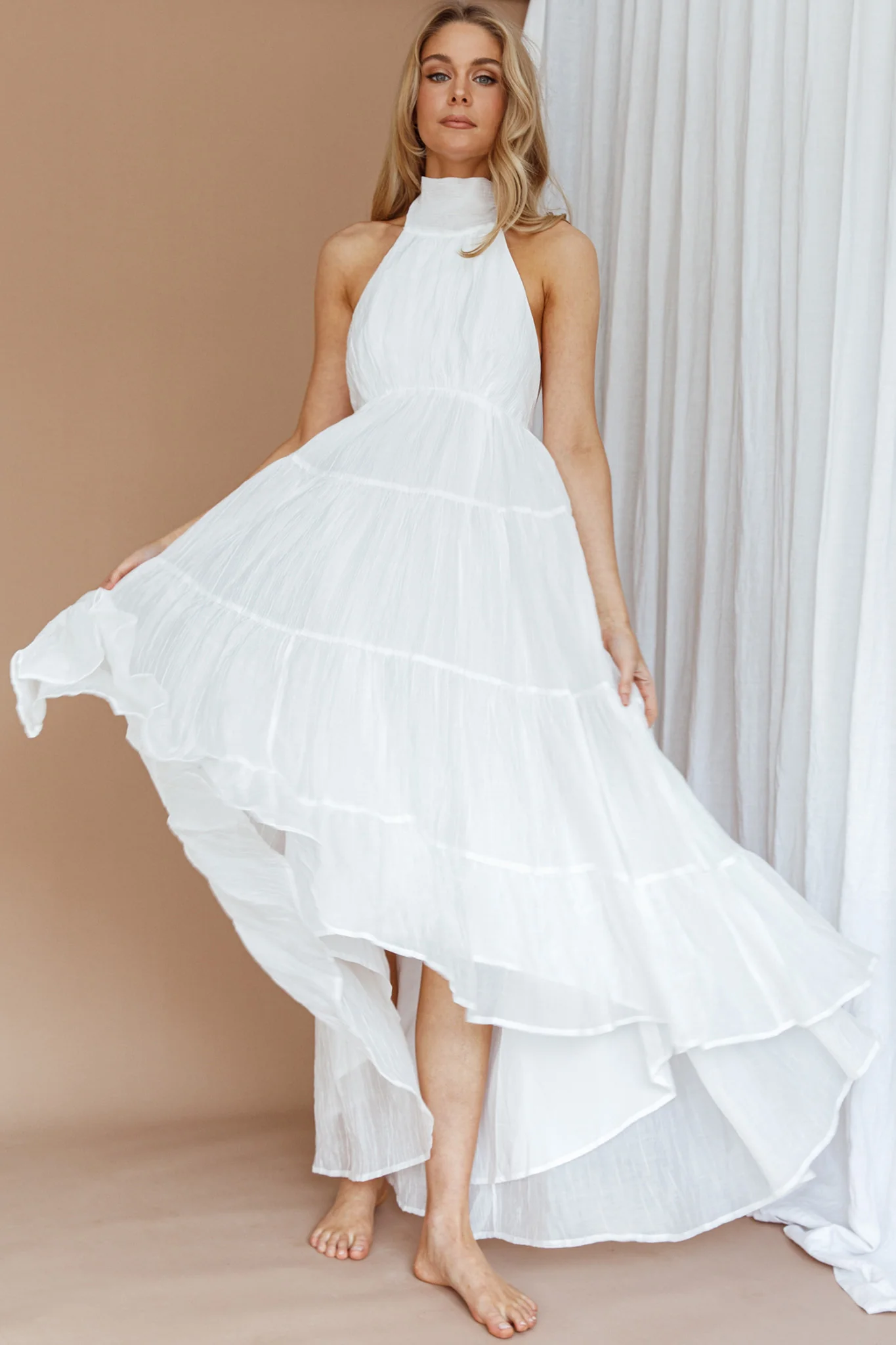 South Haven Halter Midi Dress White - Image 7