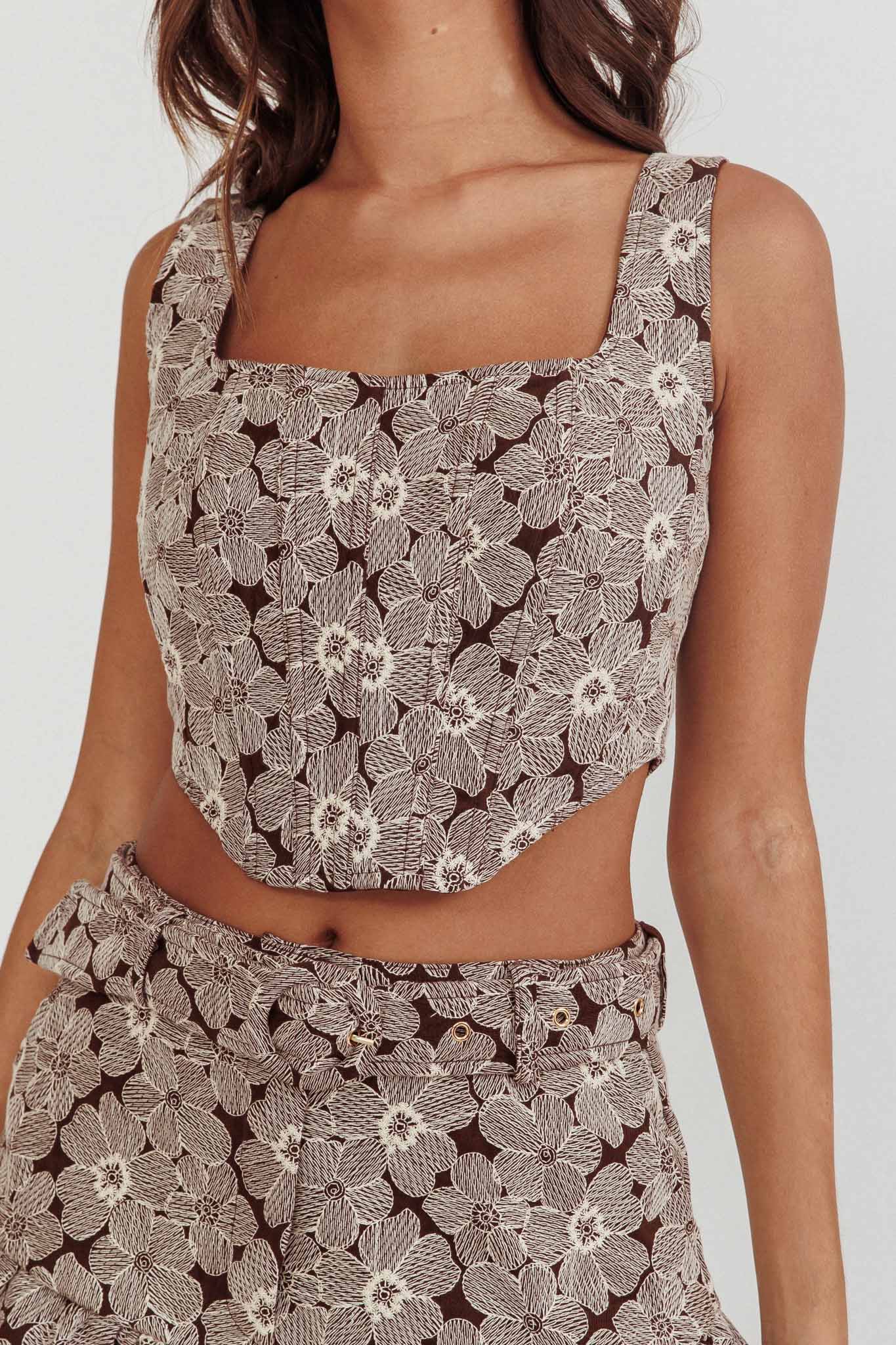 Southern Belles Corset Top Floral Brown - Image 4