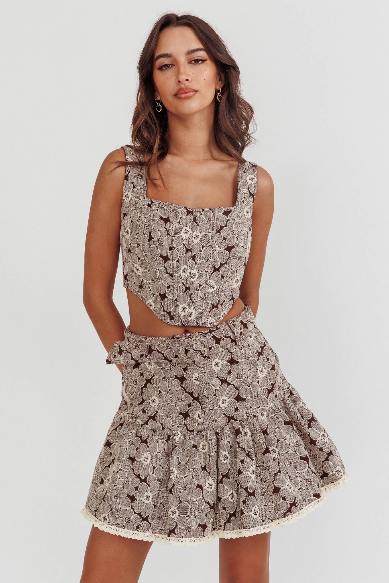 Southern Belles Corset Top Floral Brown - Image 5