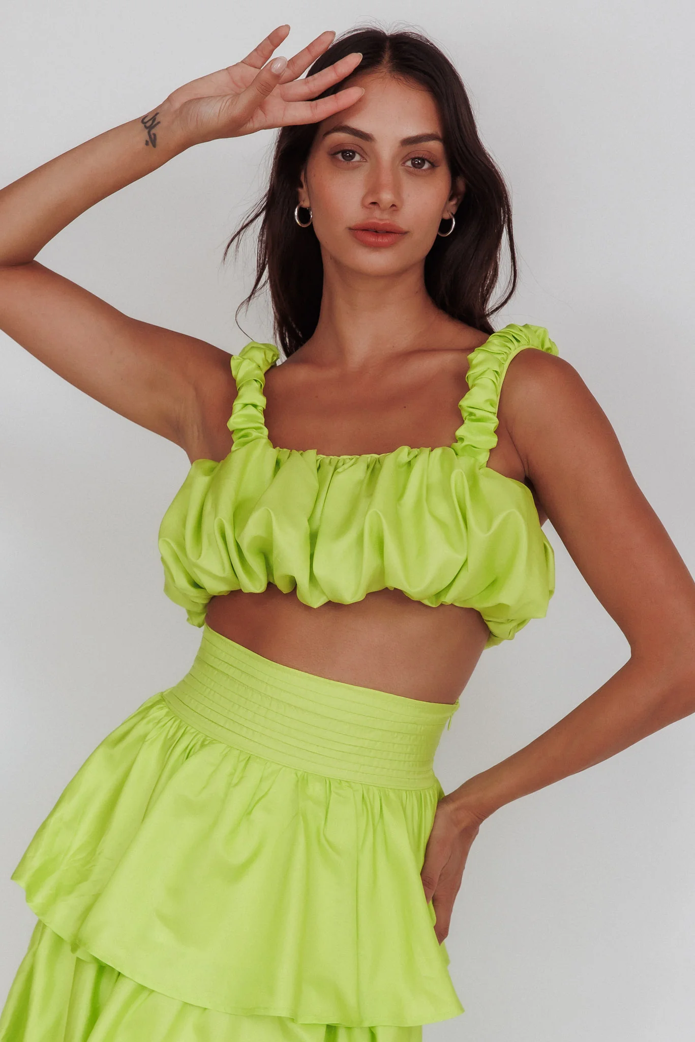 Sozo Bubble Crop Top Lime - Image 2