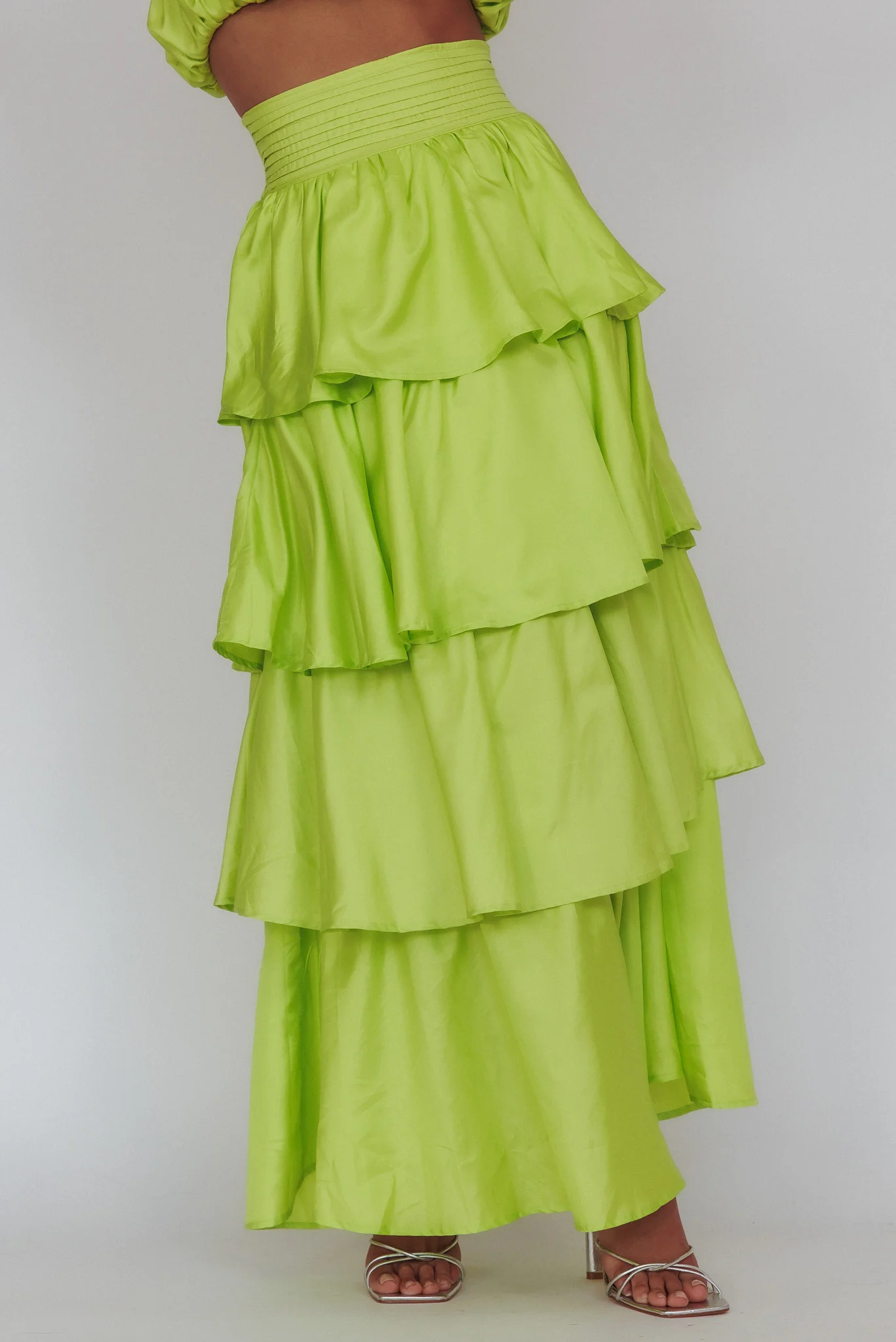 Sozo Layered Maxi Skirt Lime - Image 4