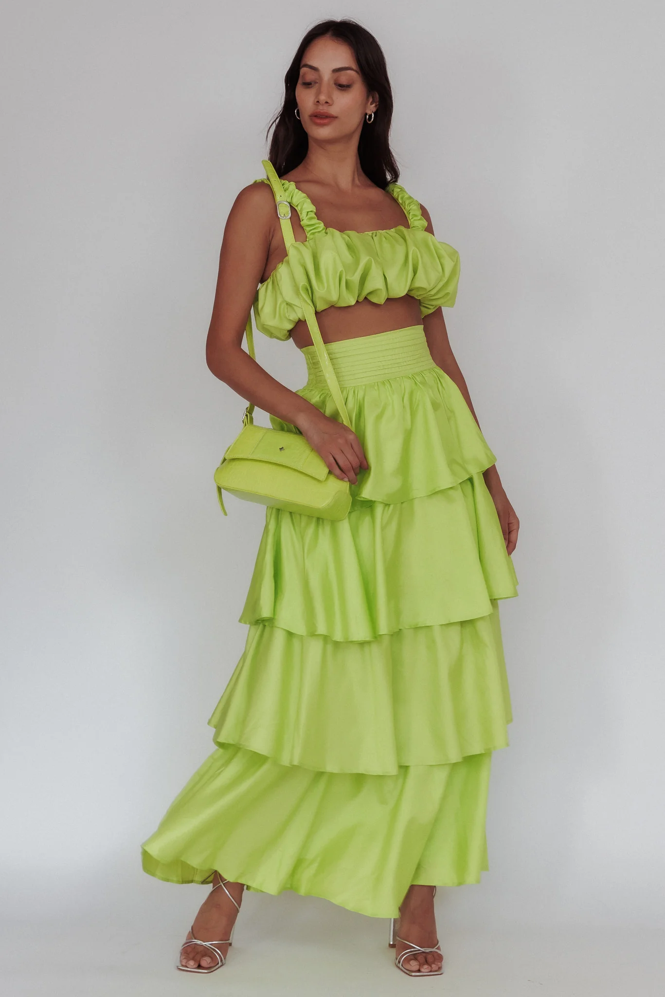 Sozo Layered Maxi Skirt Lime - Image 5