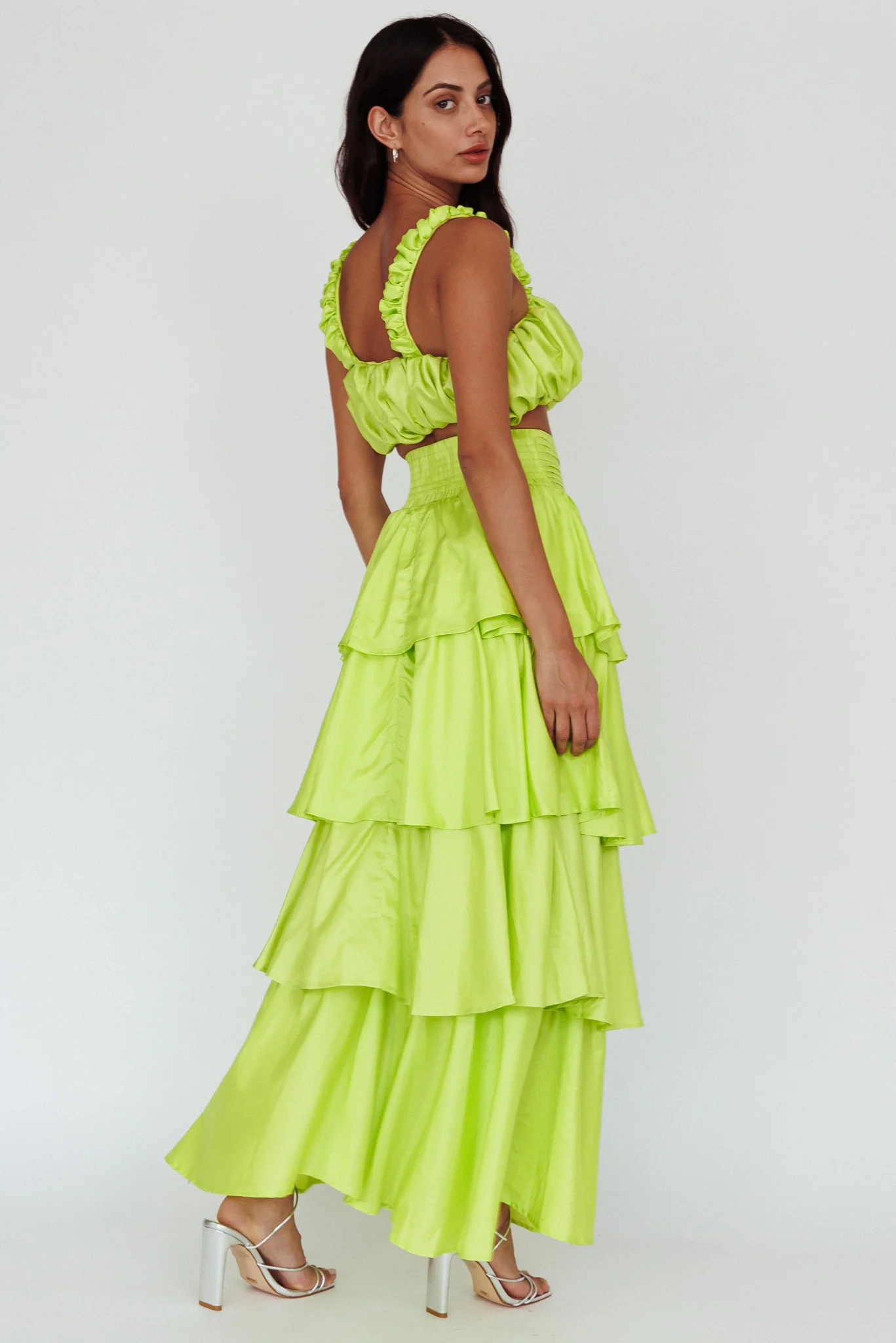 Sozo Layered Maxi Skirt Lime - Image 6