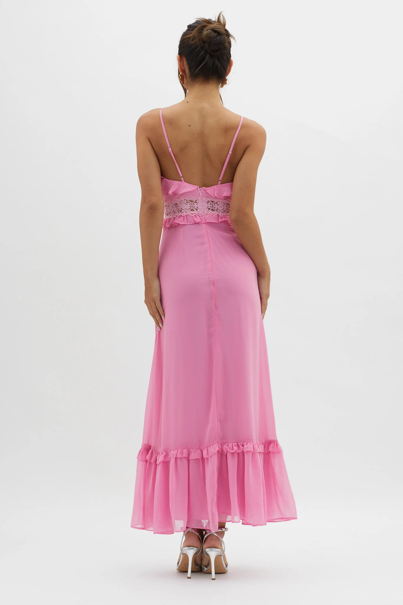 Spirited Ruffle Bust Maxi Dress Pink - Image 2