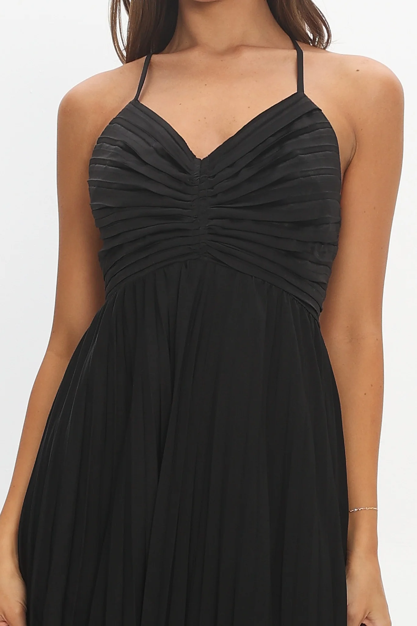 Spoken For Accordion Pleat Midi Dress Black - Image 4