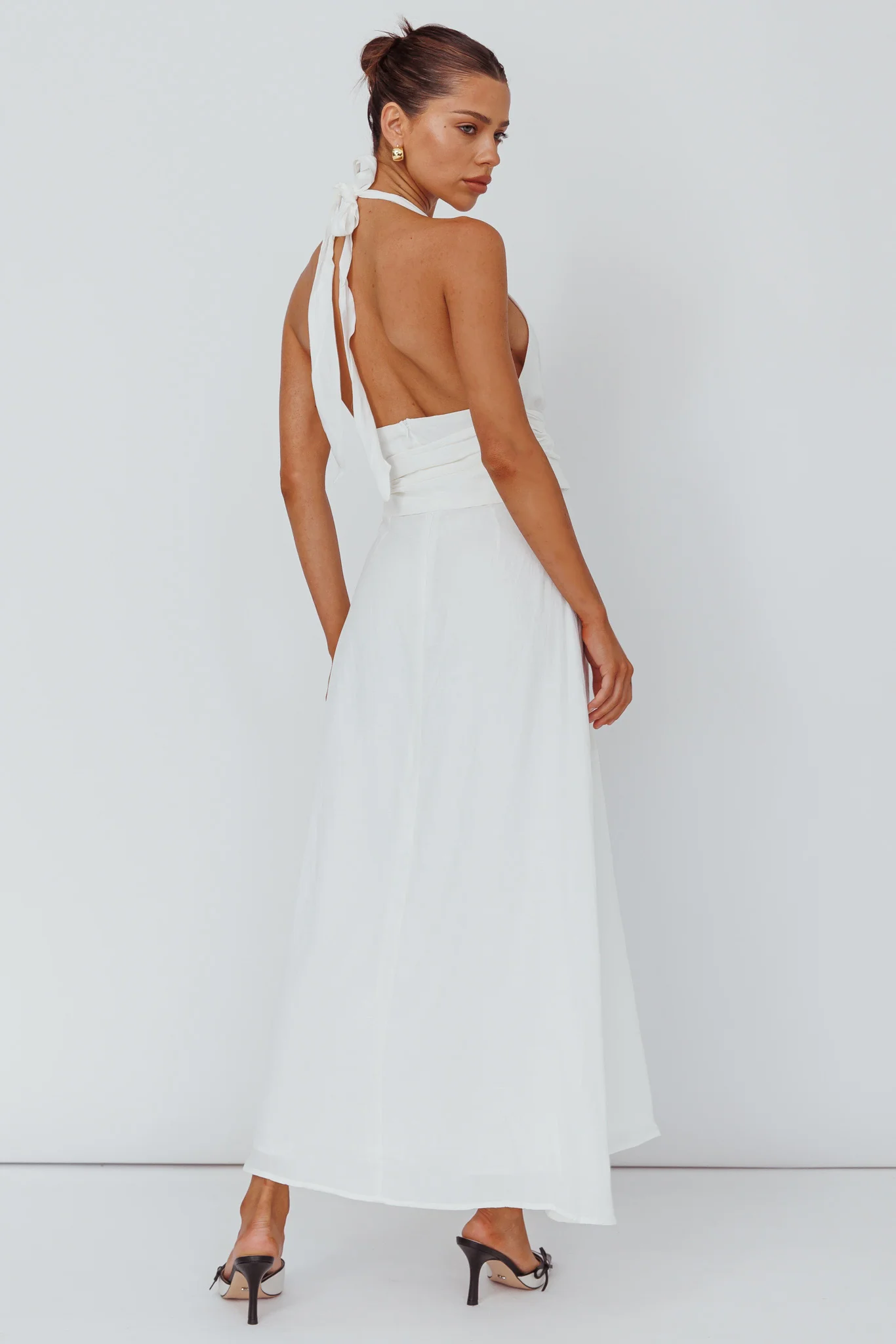 Spring Feels Halterneck Belt Maxi Dress White - Image 2