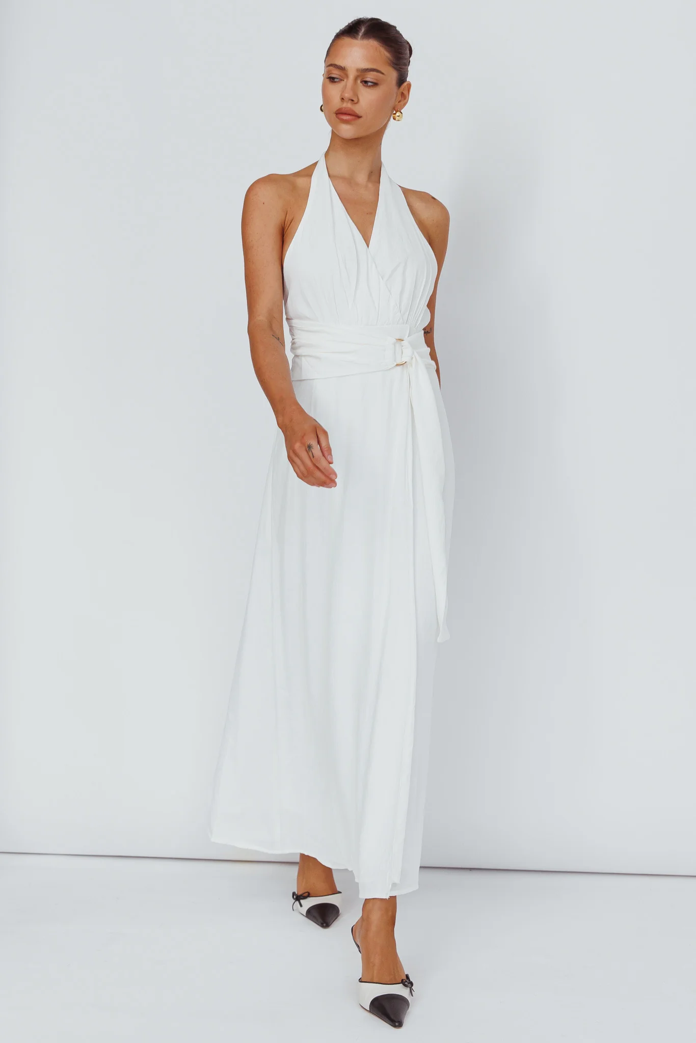 Spring Feels Halterneck Belt Maxi Dress White - Image 5