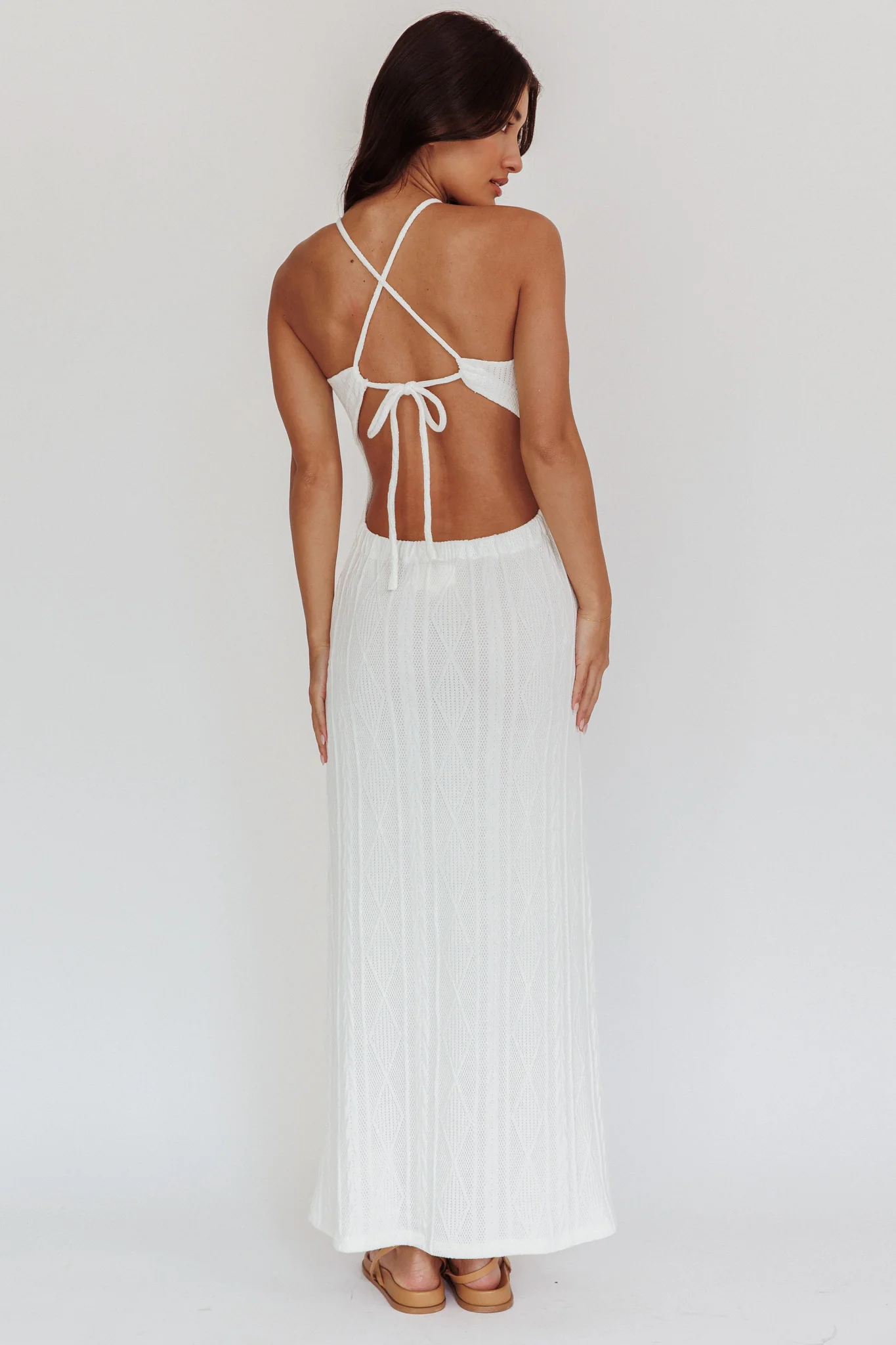 St. Croix Backless Knit Maxi Dress Cream - Image 3