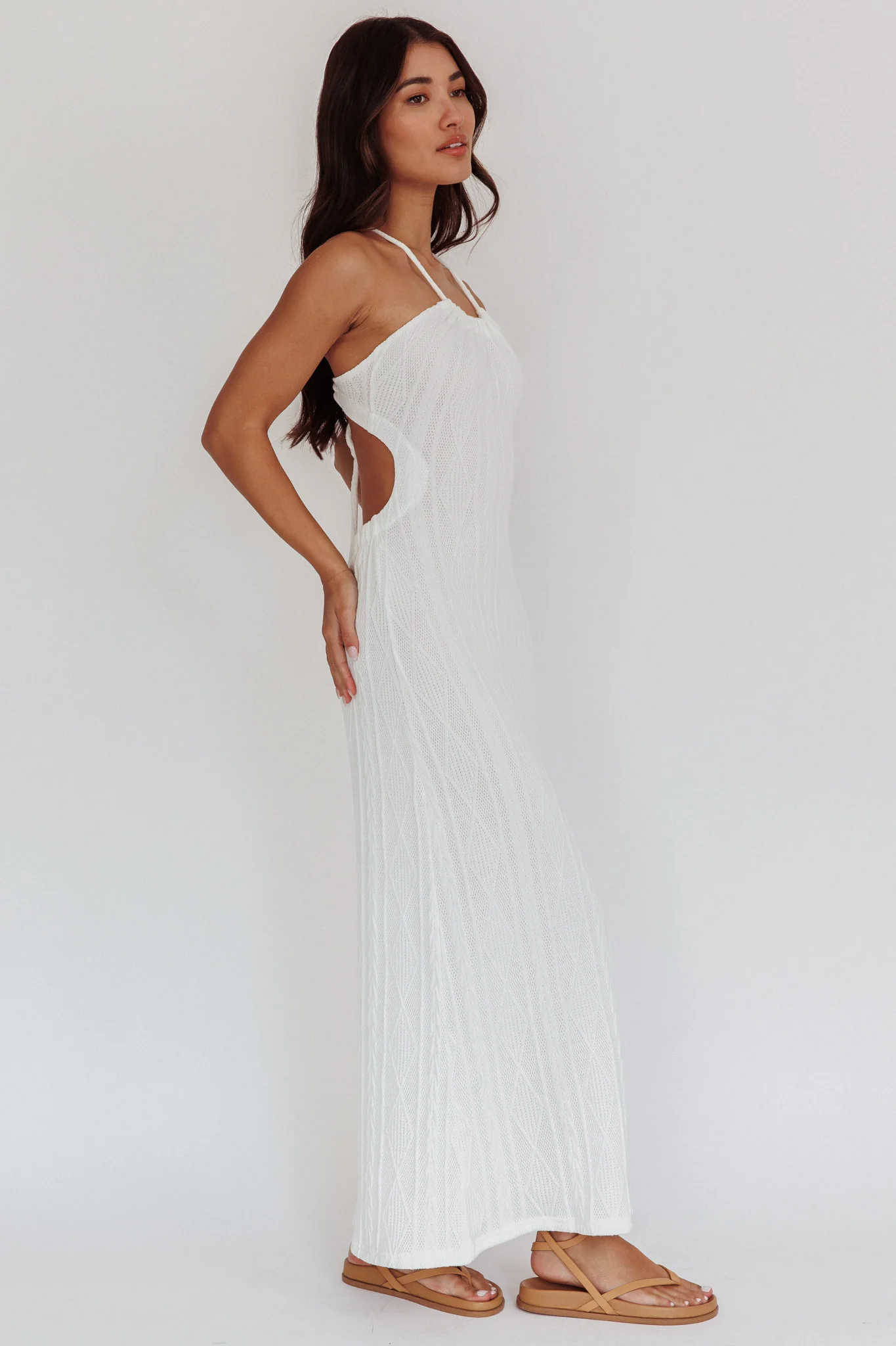 St. Croix Backless Knit Maxi Dress Cream - Image 4