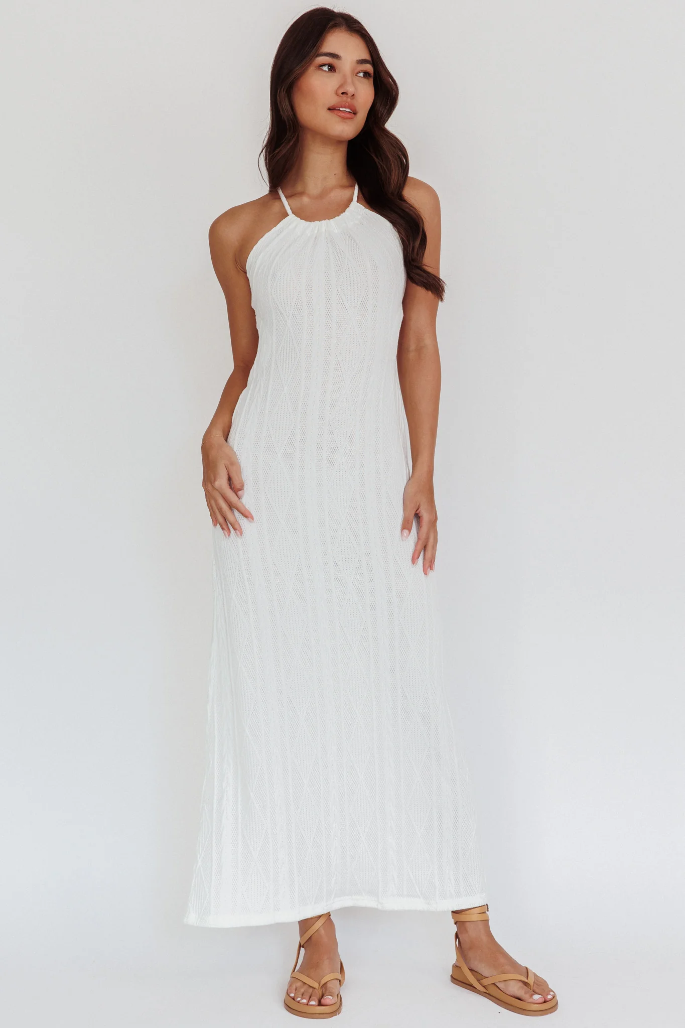 St. Croix Backless Knit Maxi Dress Cream - Image 6