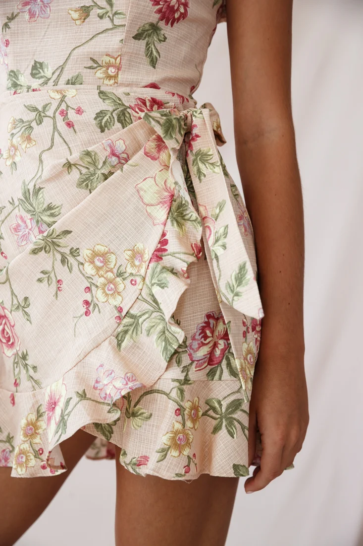 Stacey Frill Bustier Wrap Dress Floral Print Nude - Image 4